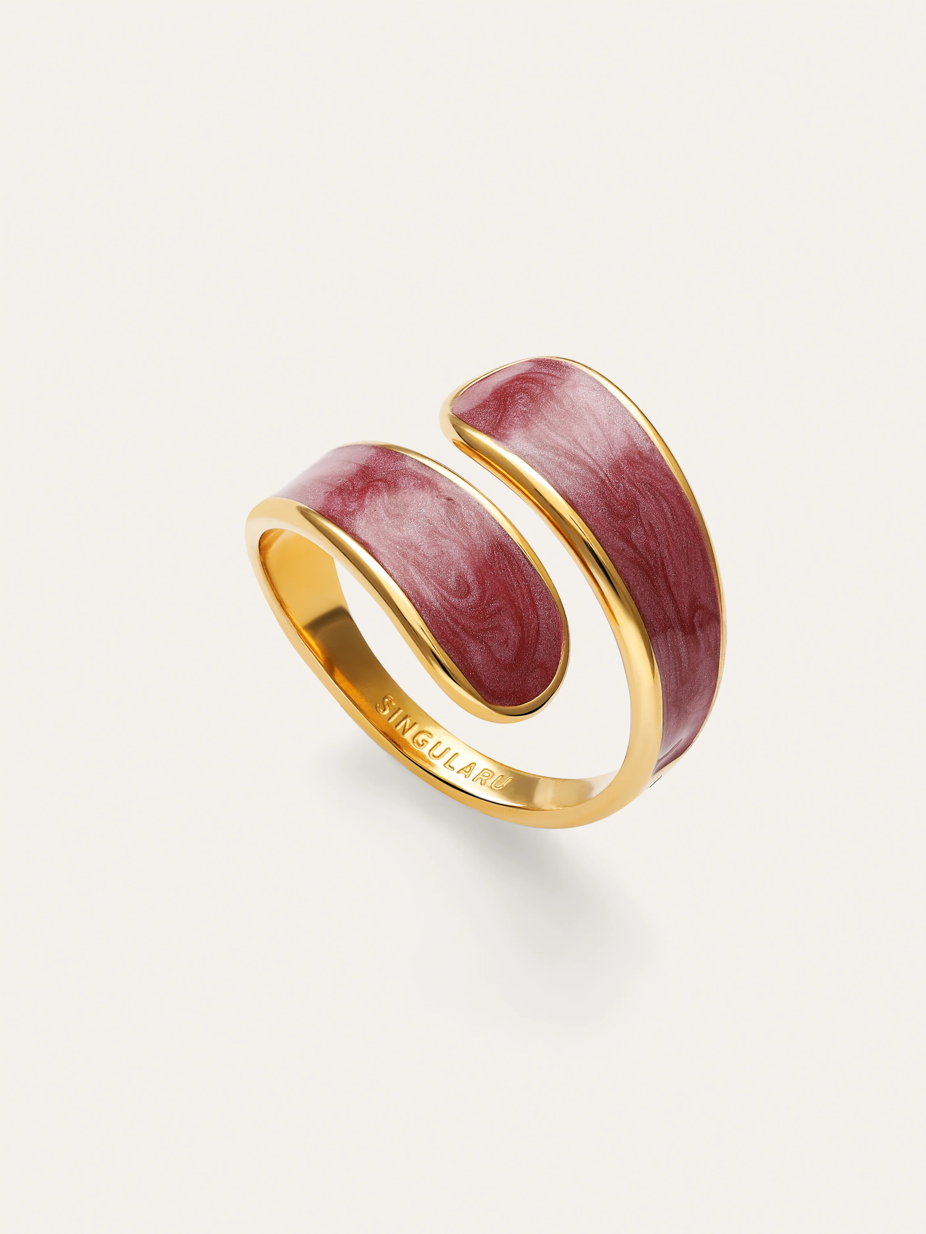 Anillo Abbraccio Granate Acero baño Oro - Image 3