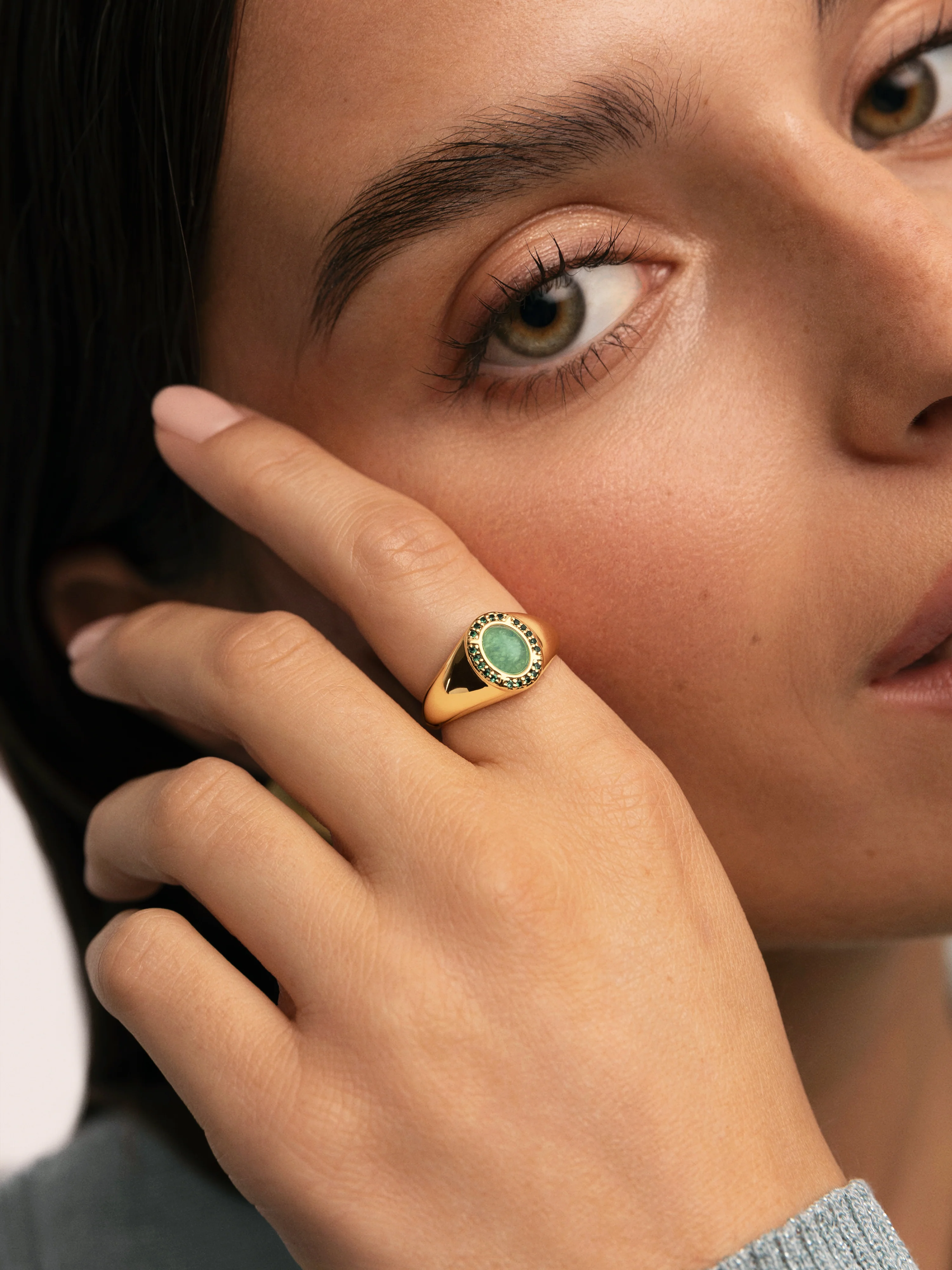 Anillo Amanda Verde Baño Oro - Image 2