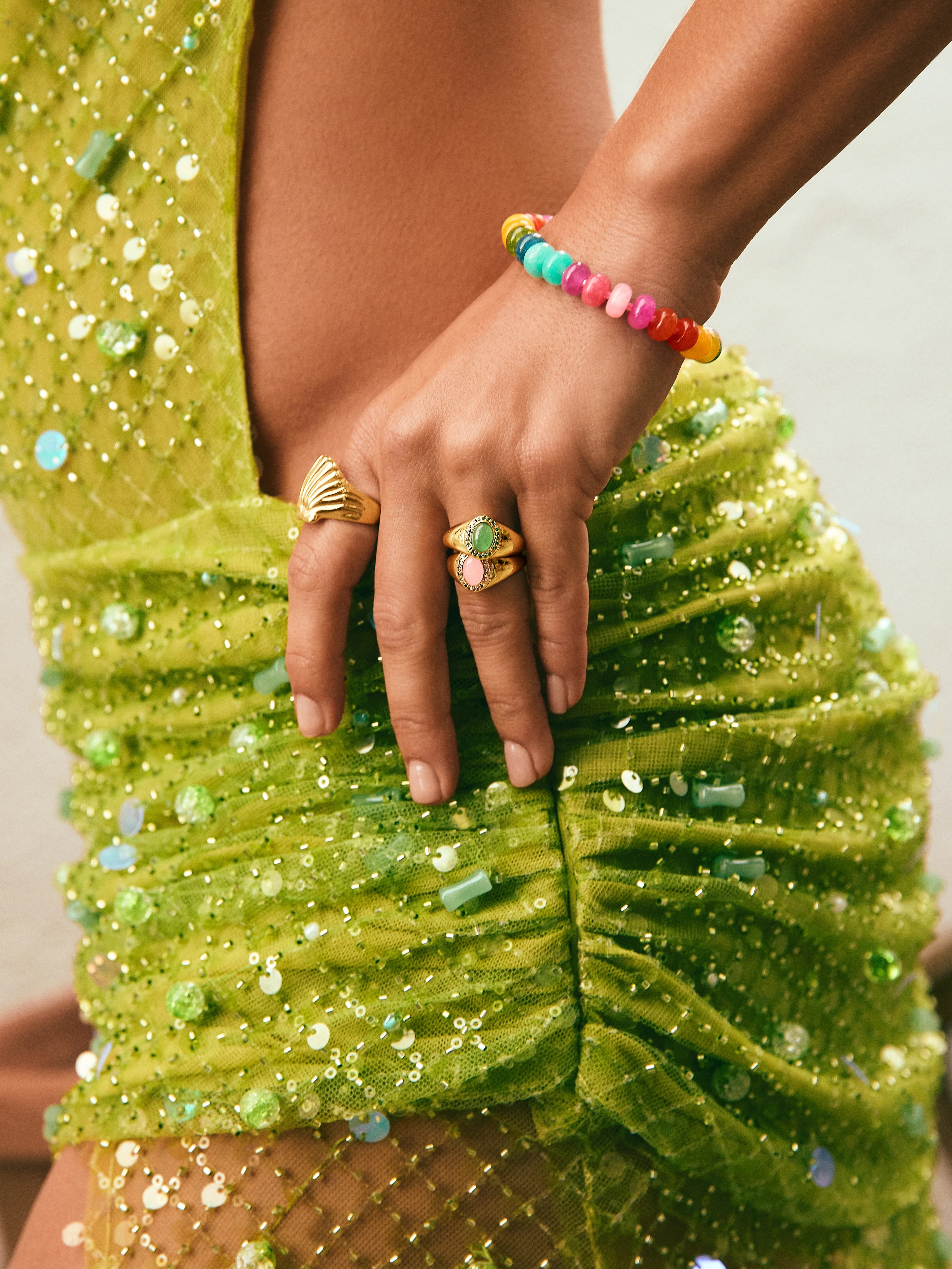 Anillo Amanda Verde Baño Oro - Image 4