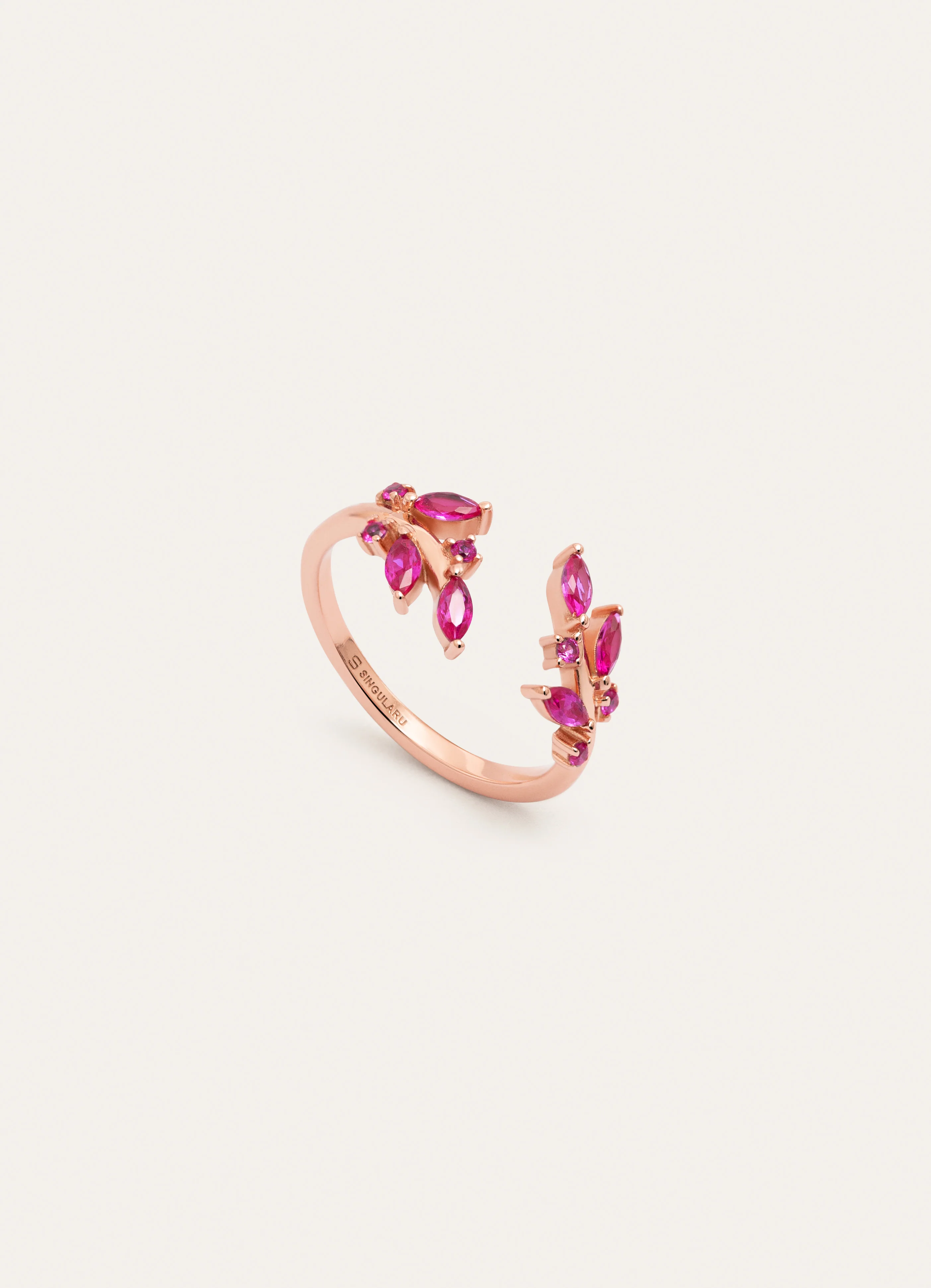Anillo Buganvilla Raspberry Plata Baño Oro Rosa - Image 3