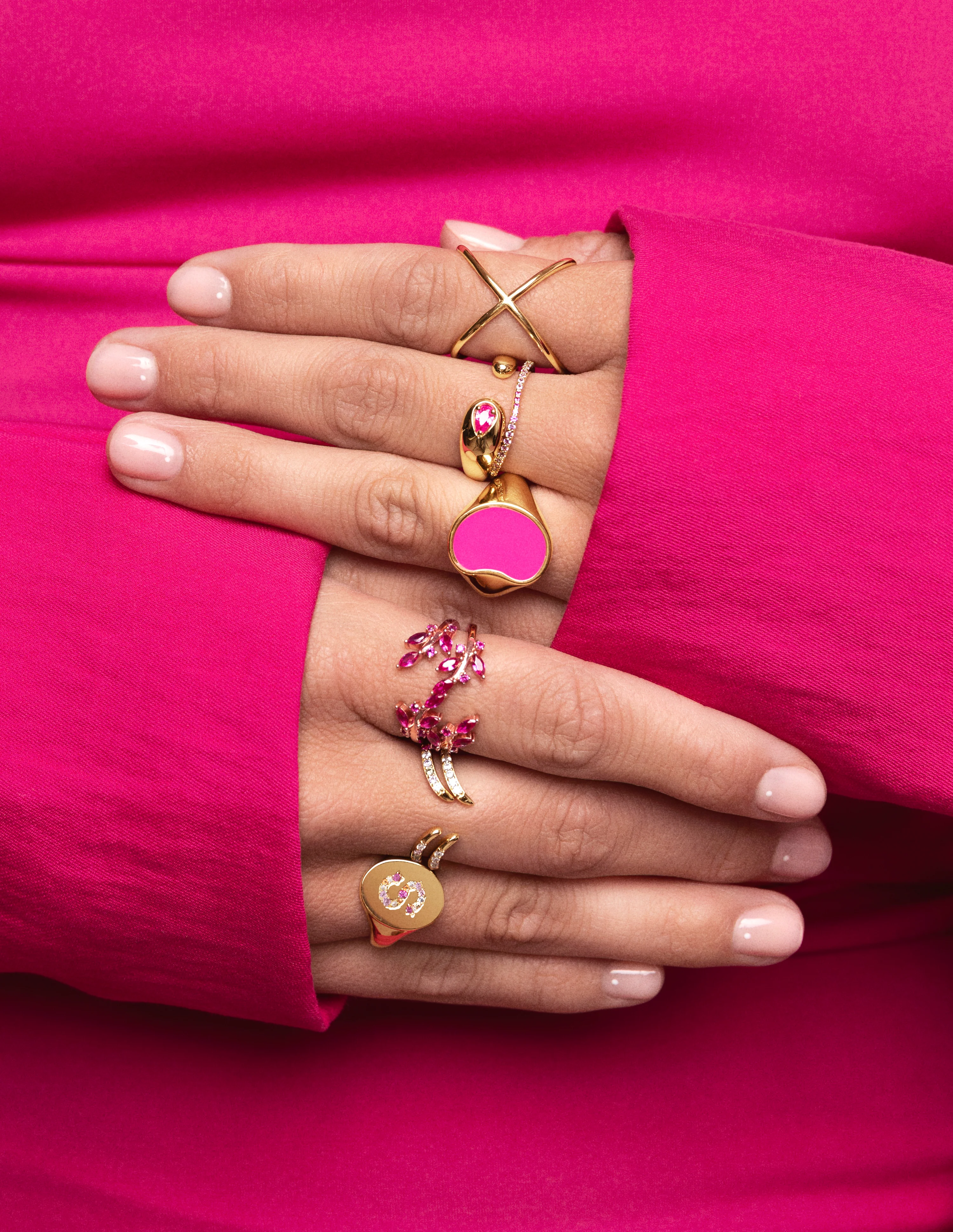 Anillo Buganvilla Raspberry Plata Baño Oro Rosa - Image 5