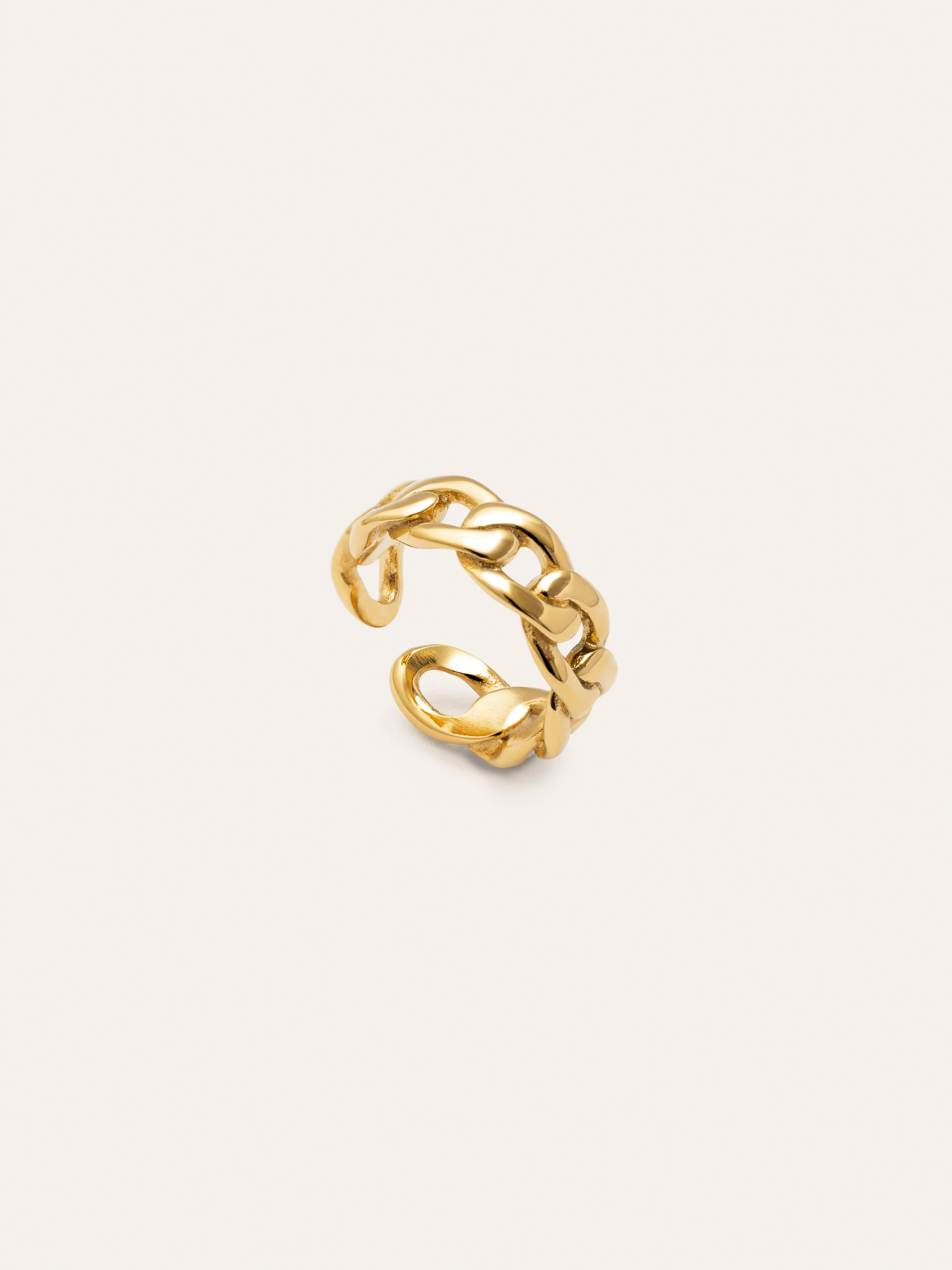 Anillo Chunky Eslabón Acero Baño Oro - Image 3