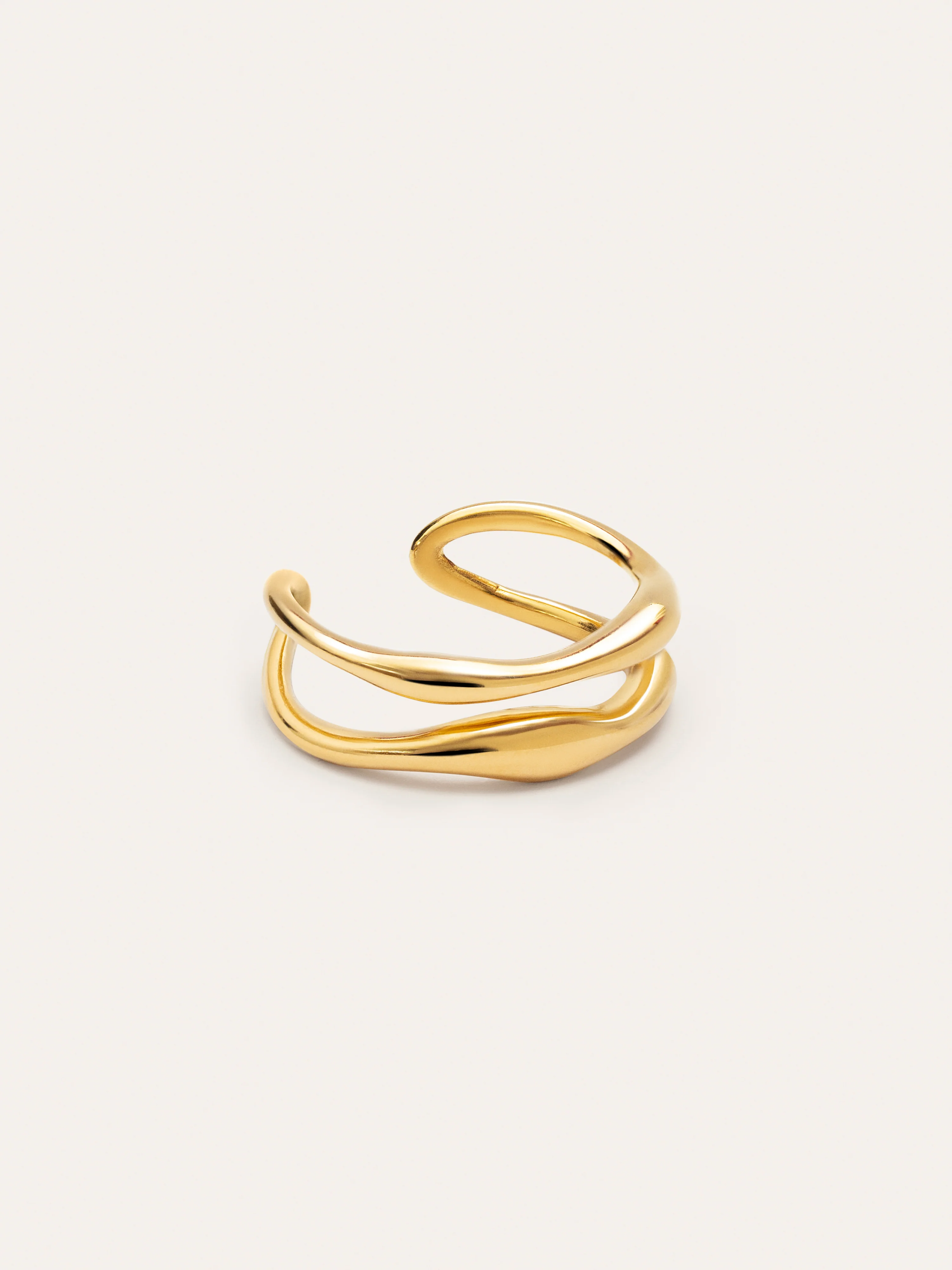 Anillo Doble Aire Acero Baño Oro