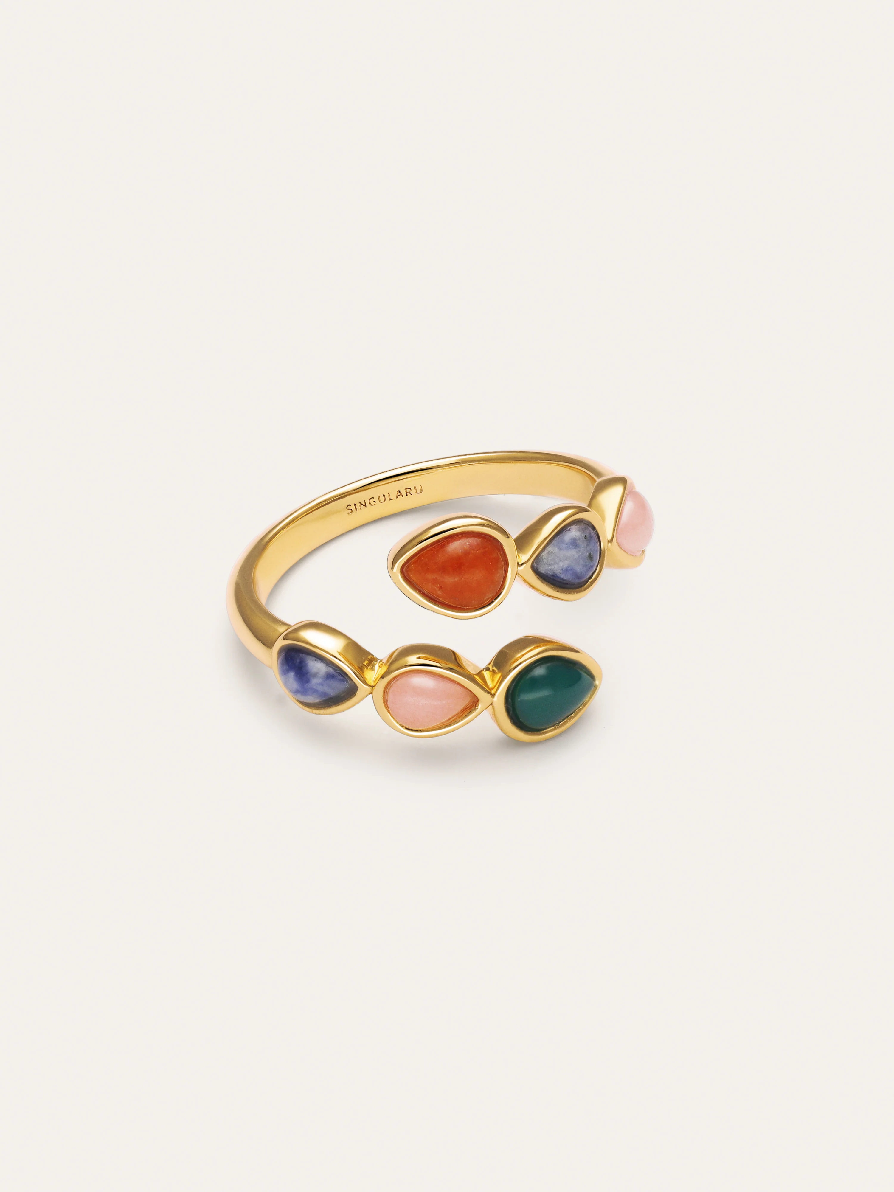 Anillo Gota Stones Baño Oro