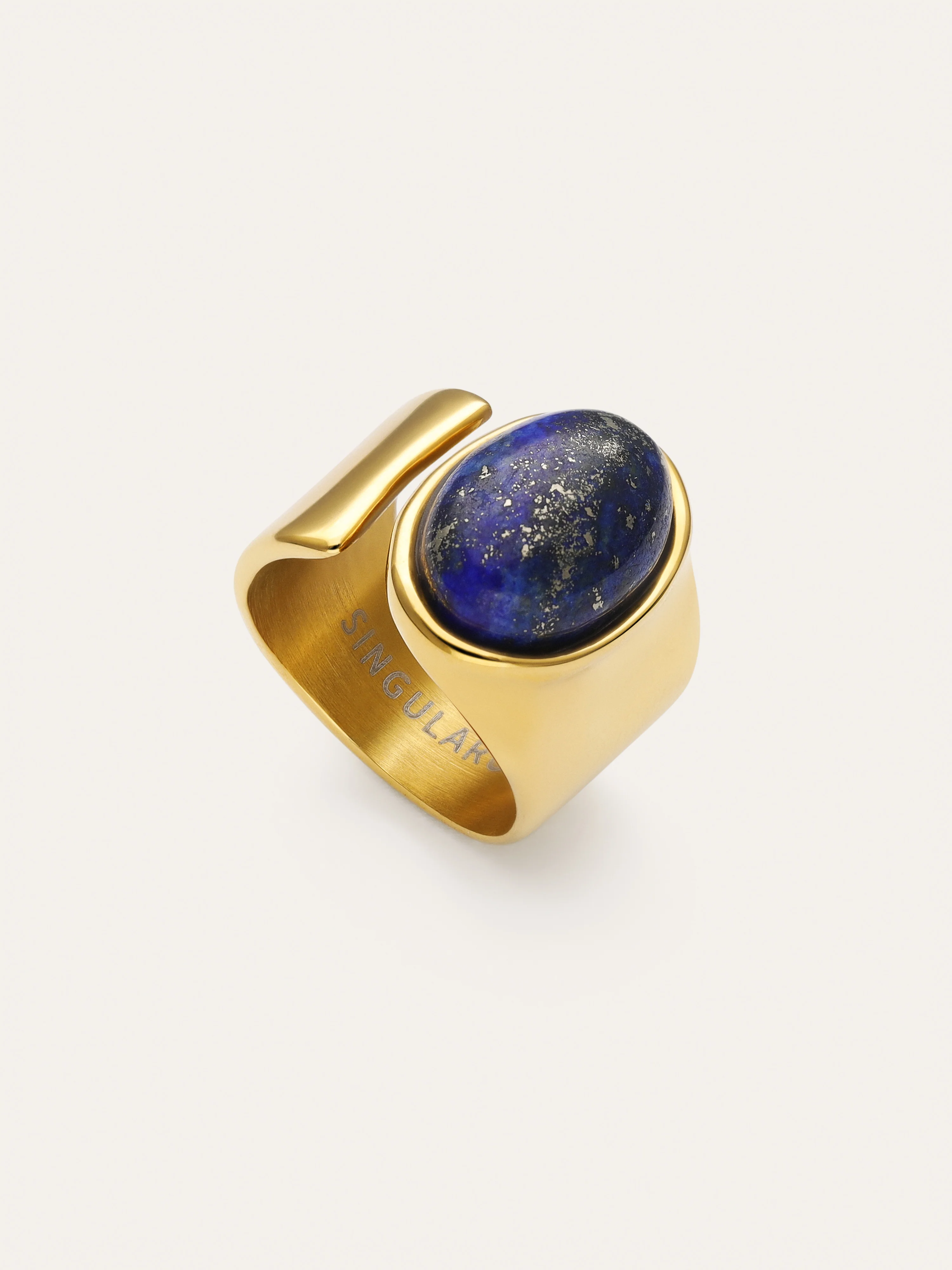 Anillo Índigo Azul Acero Baño Oro - Image 3