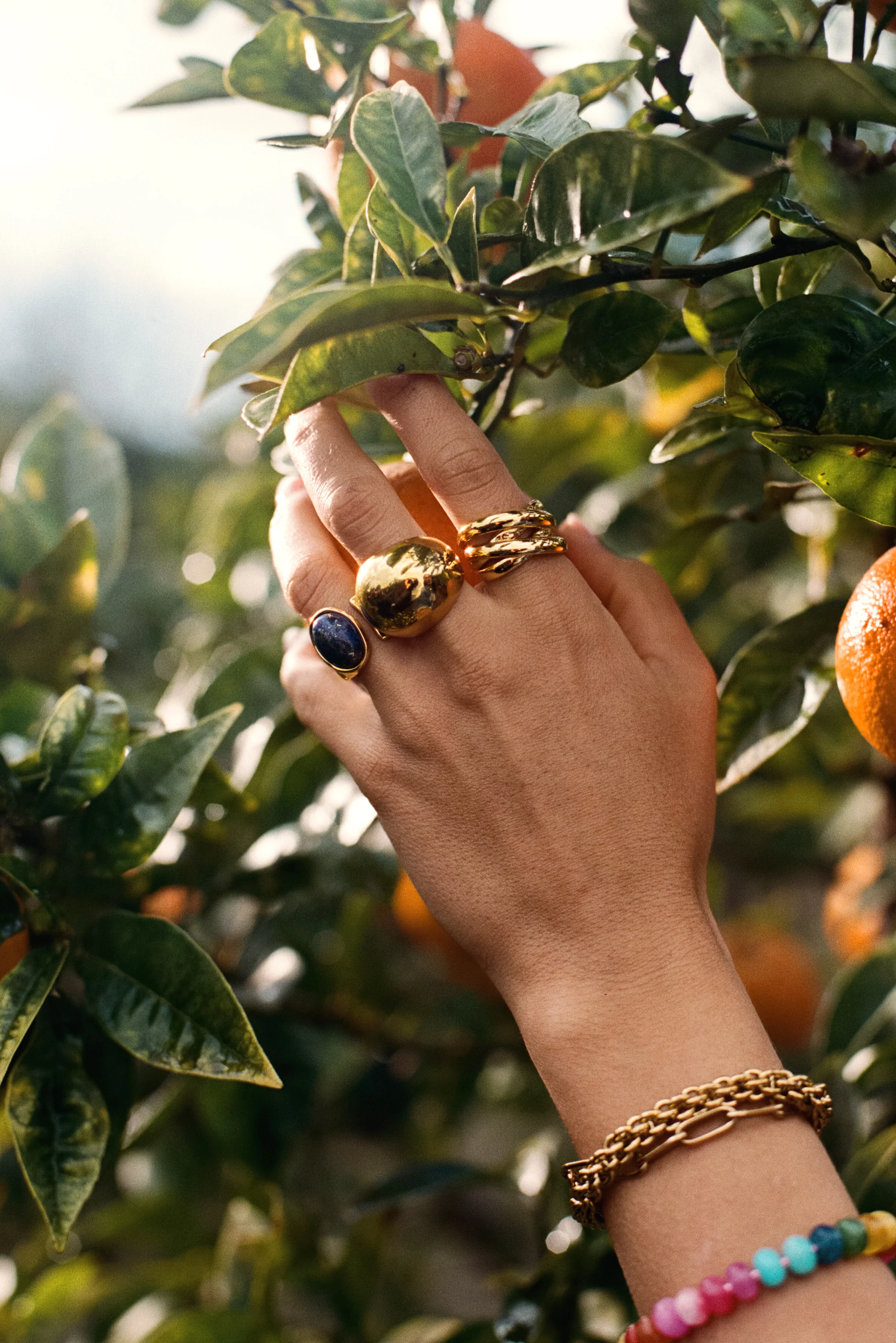 Anillo Índigo Azul Acero Baño Oro - Image 6