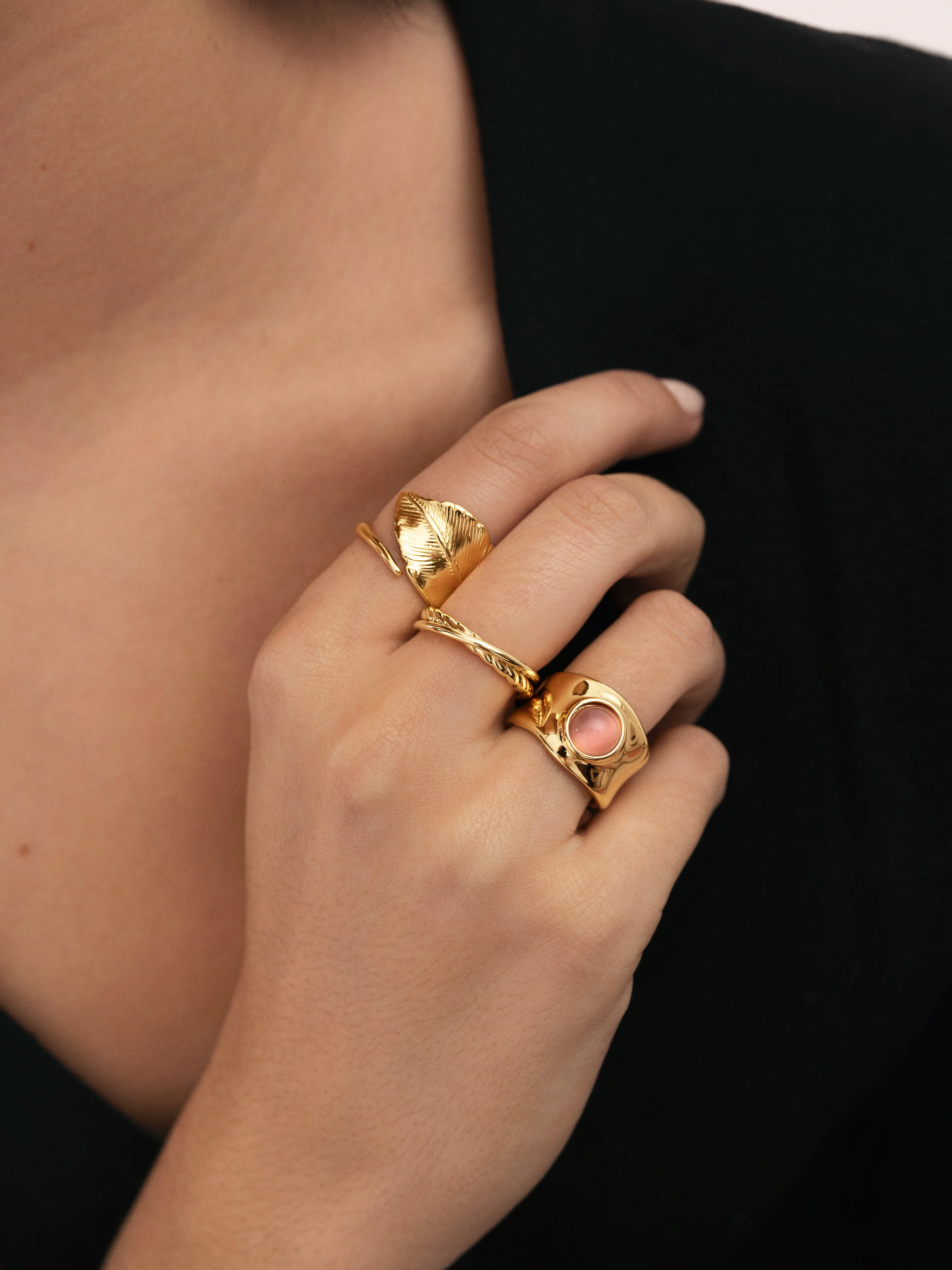 Anillo My Pink Stone Baño Oro - Image 4