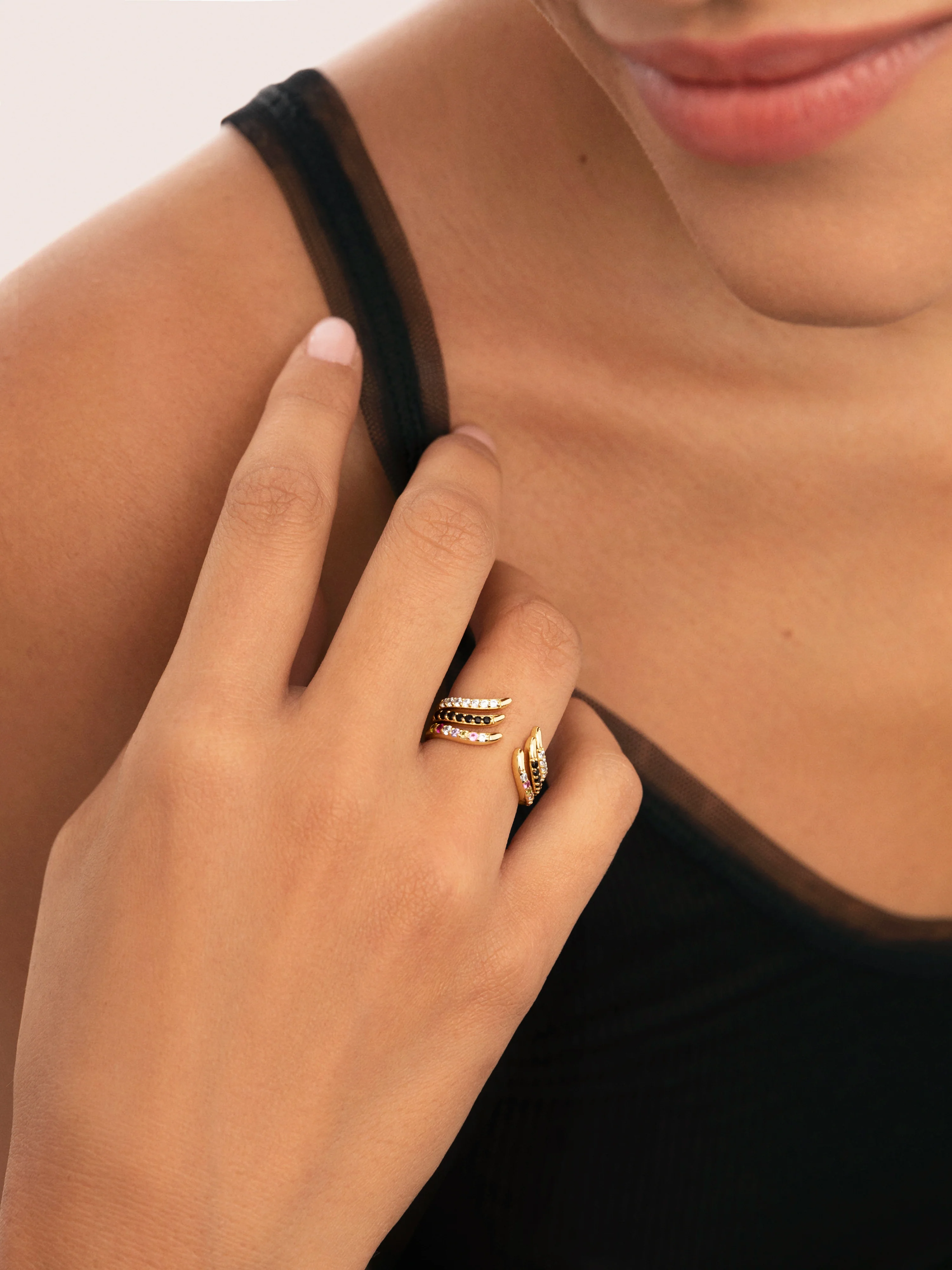 Anillo Peak Scarlett Spark Plata Baño Oro - Image 4