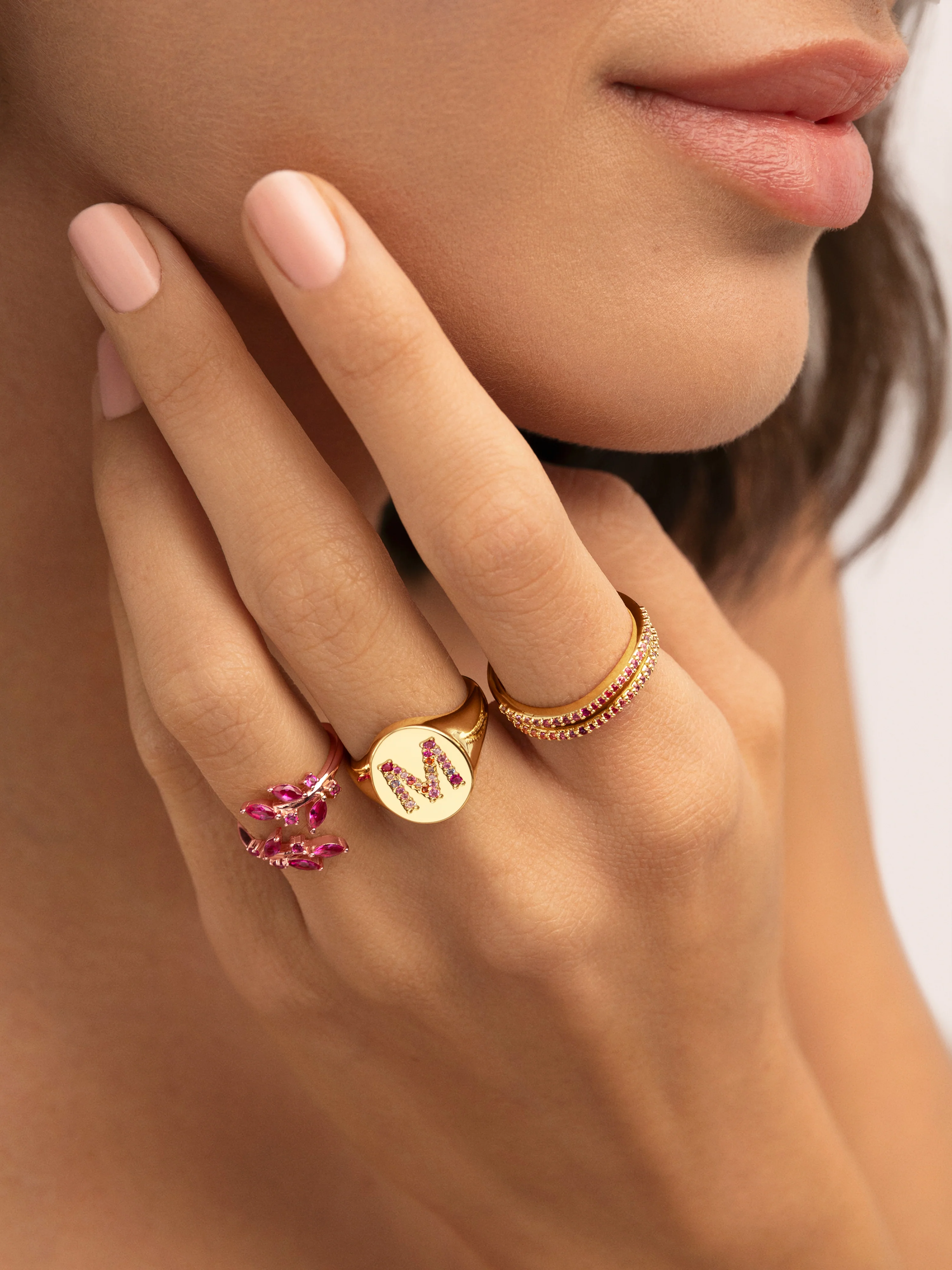 Anillo Buganvilla Raspberry Plata Baño Oro Rosa - Image 4