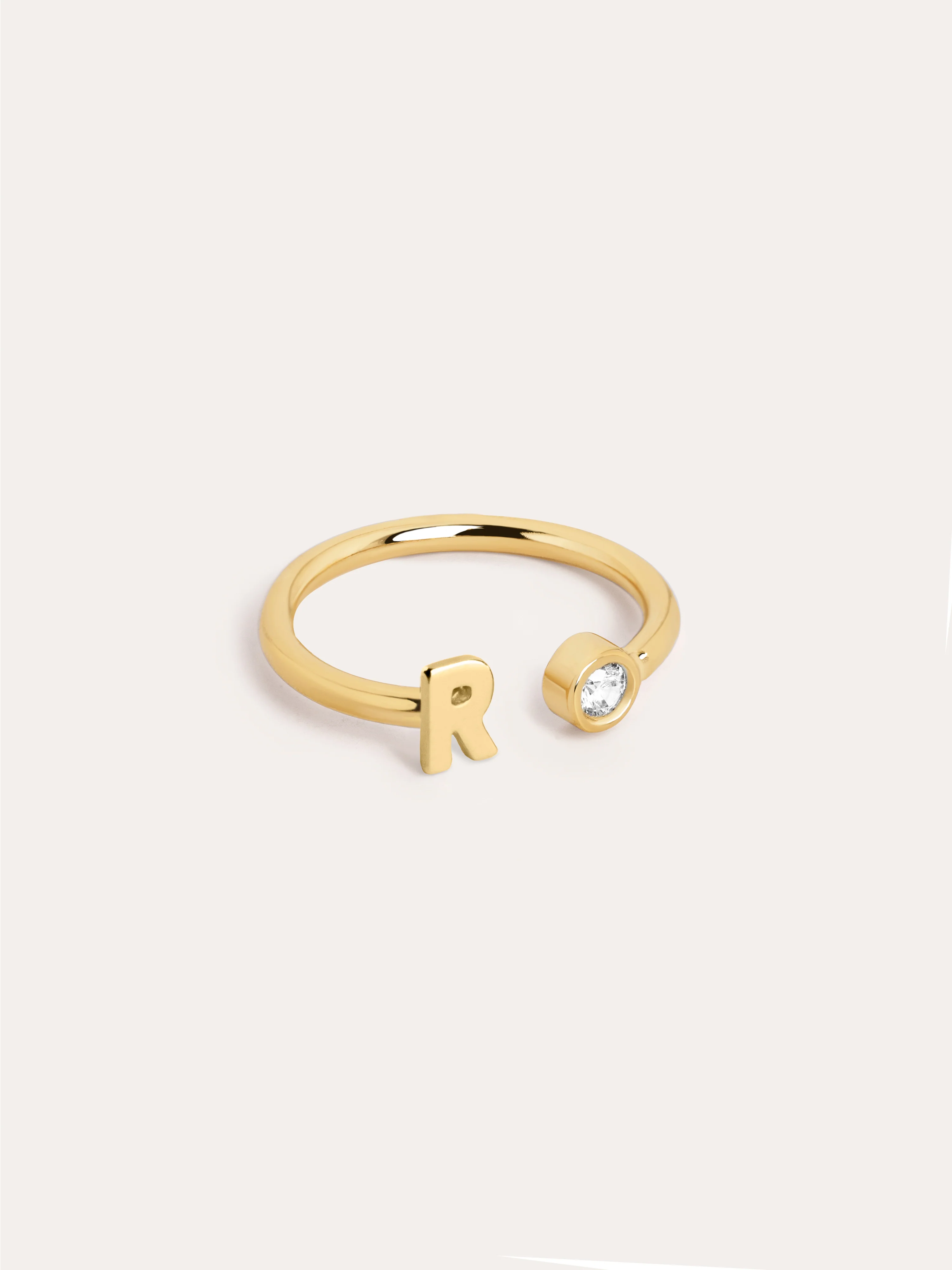 Anillo Personalizado Letter Spark Plata Baño Oro - Image 24