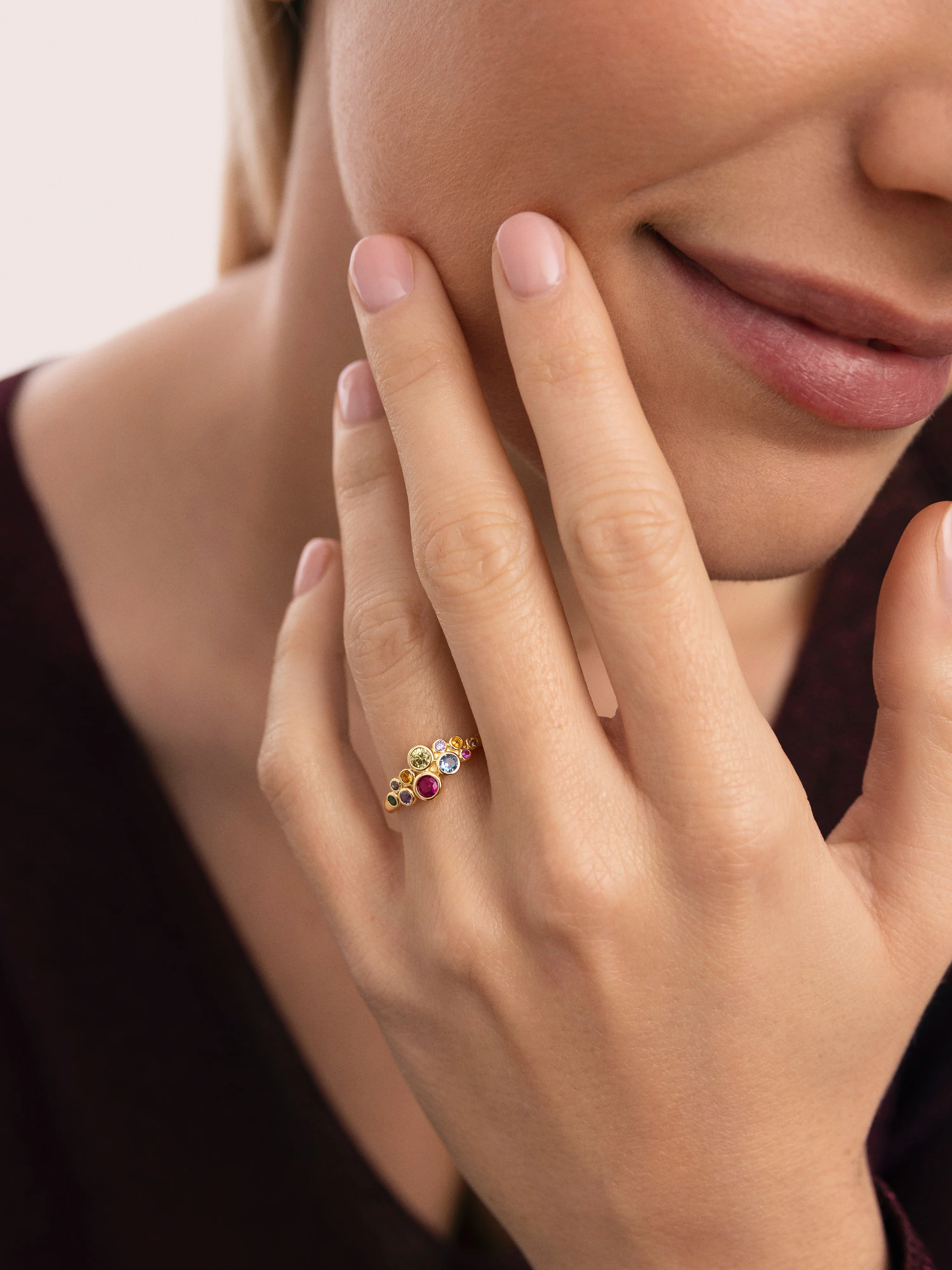 Anillo Rainbow Bubbles Baño Oro - Image 2
