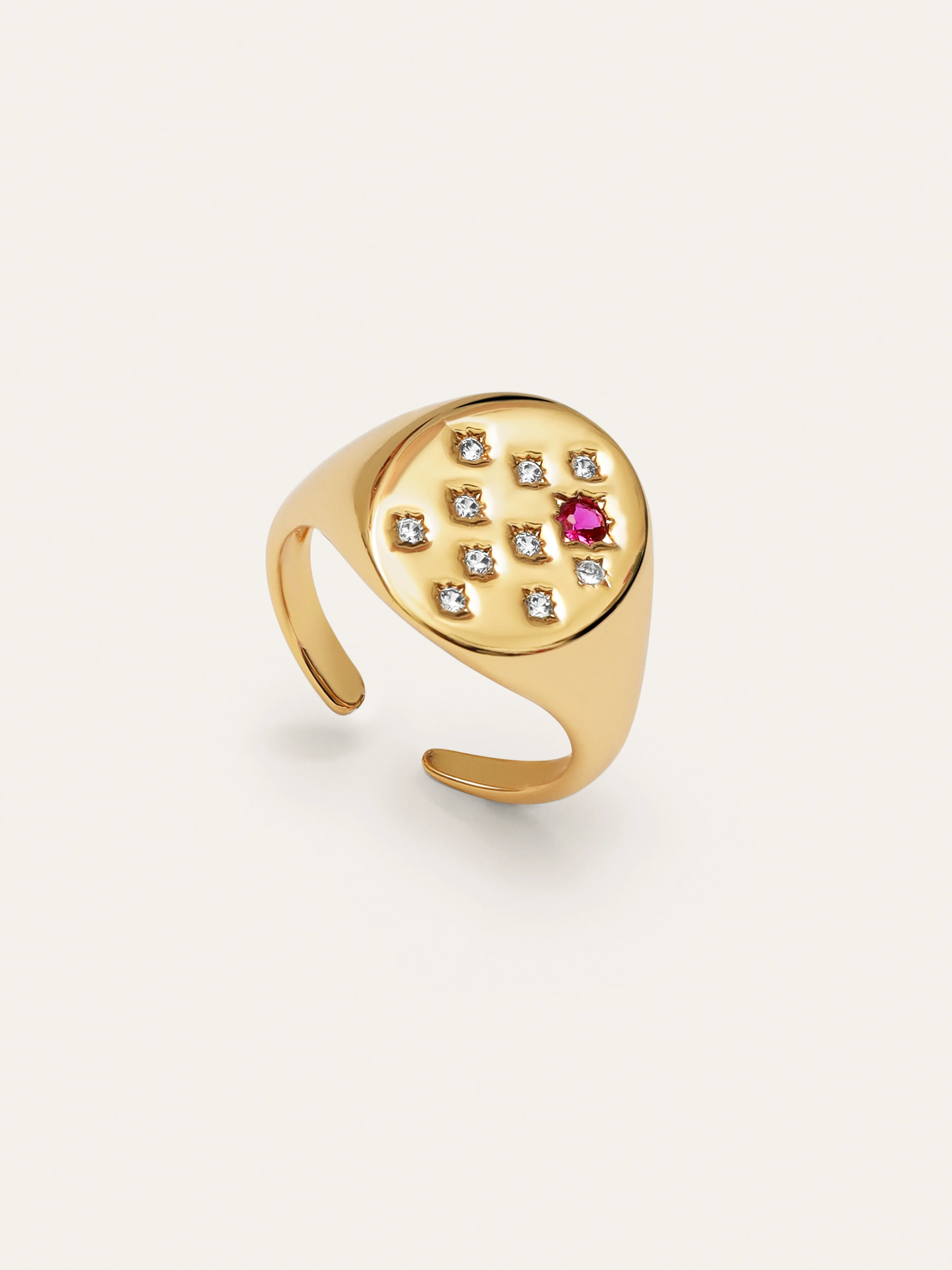 Anillo Sello Rosa Baño Oro - Image 3
