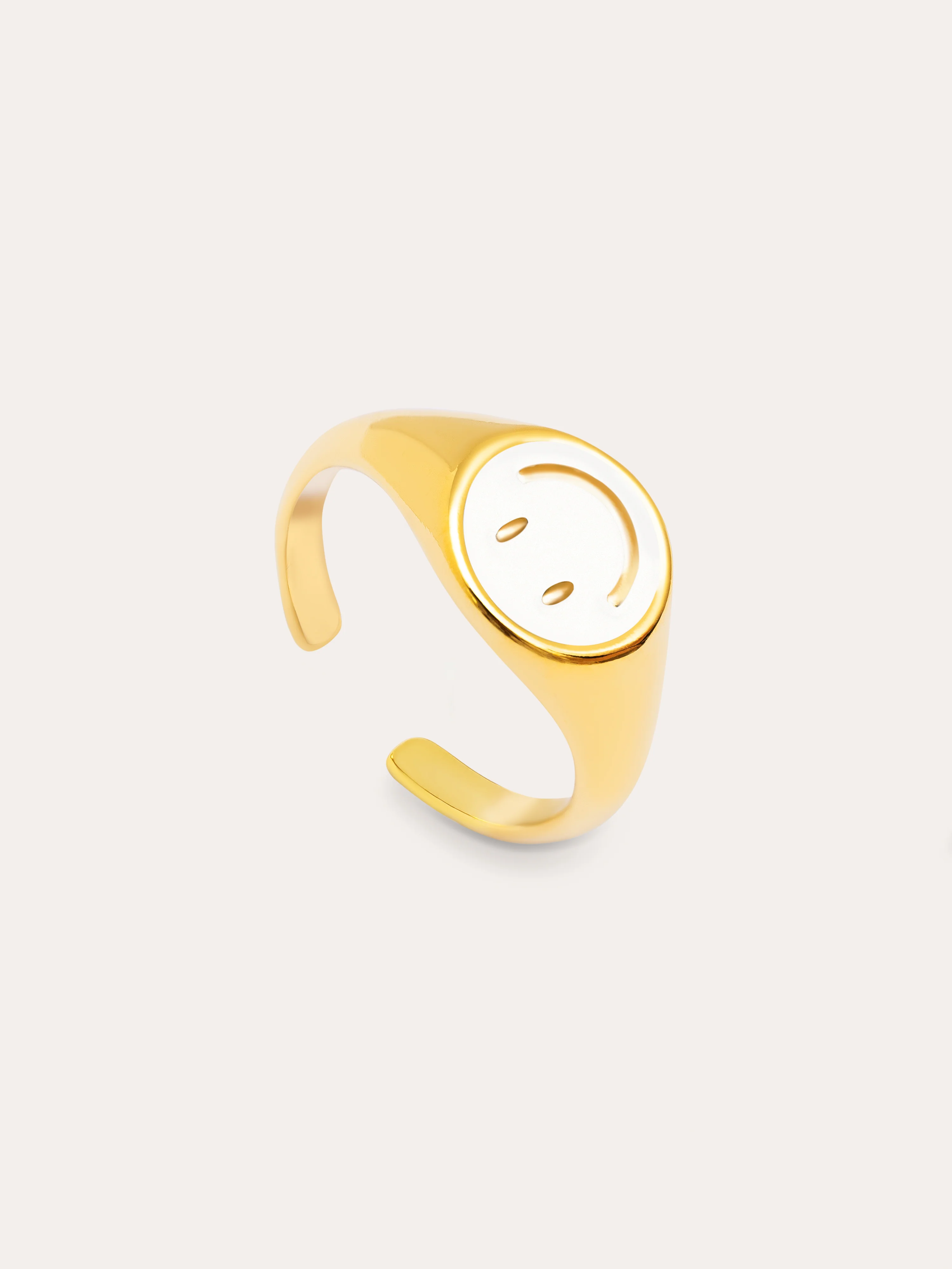 Anillo Smiley White Enamel Baño Oro - Image 3
