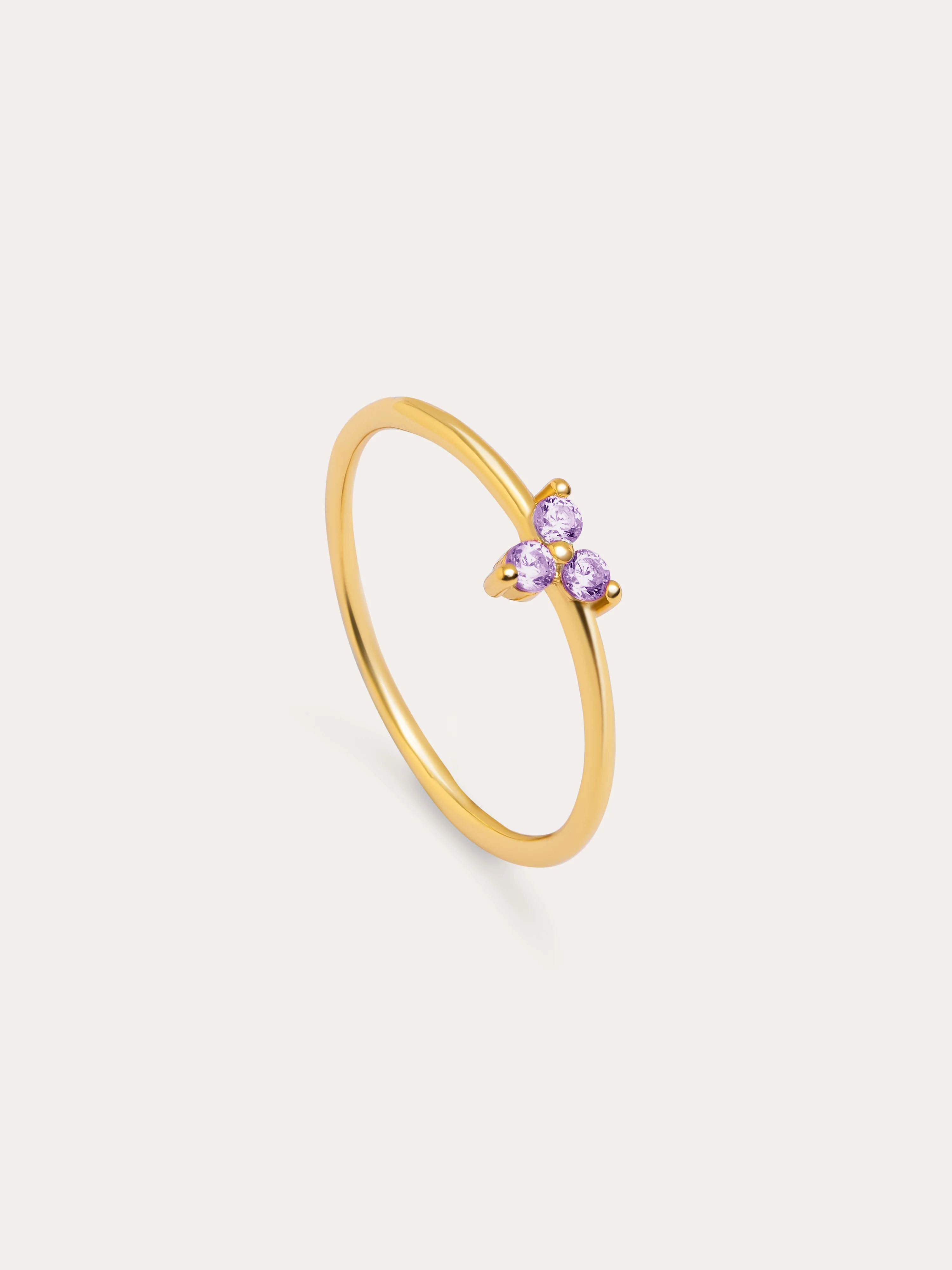 Anillo Trebol Lavande Plata Baño Oro - Image 3