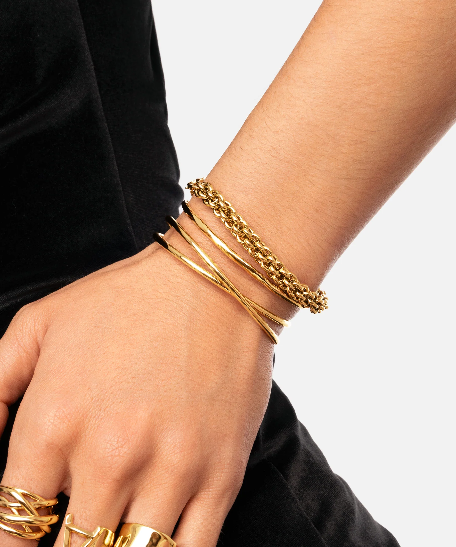 Brazalete Cruzado Acero Baño Oro - Image 6