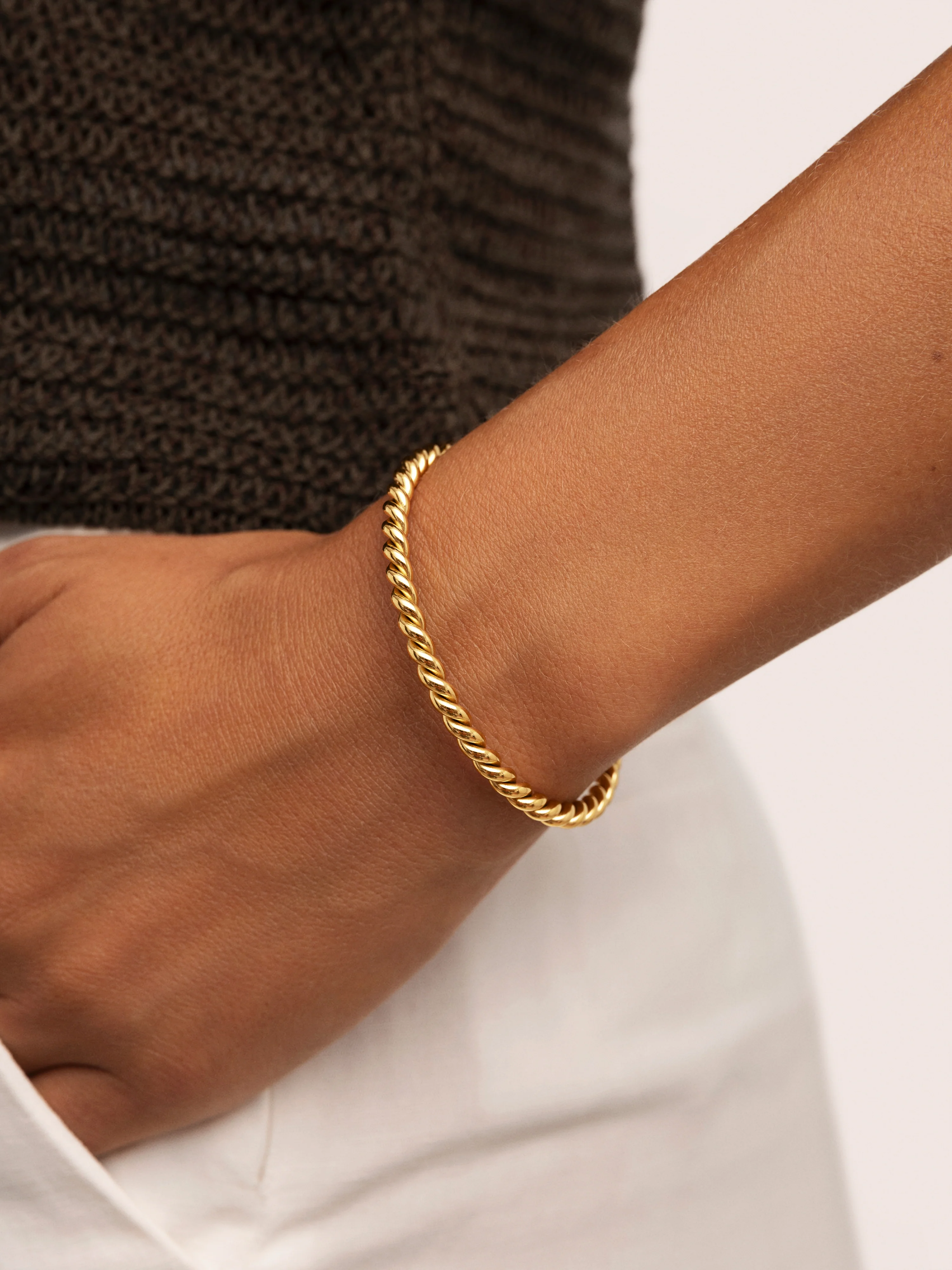 Brazalete Tressia Acero Baño Oro - Image 2