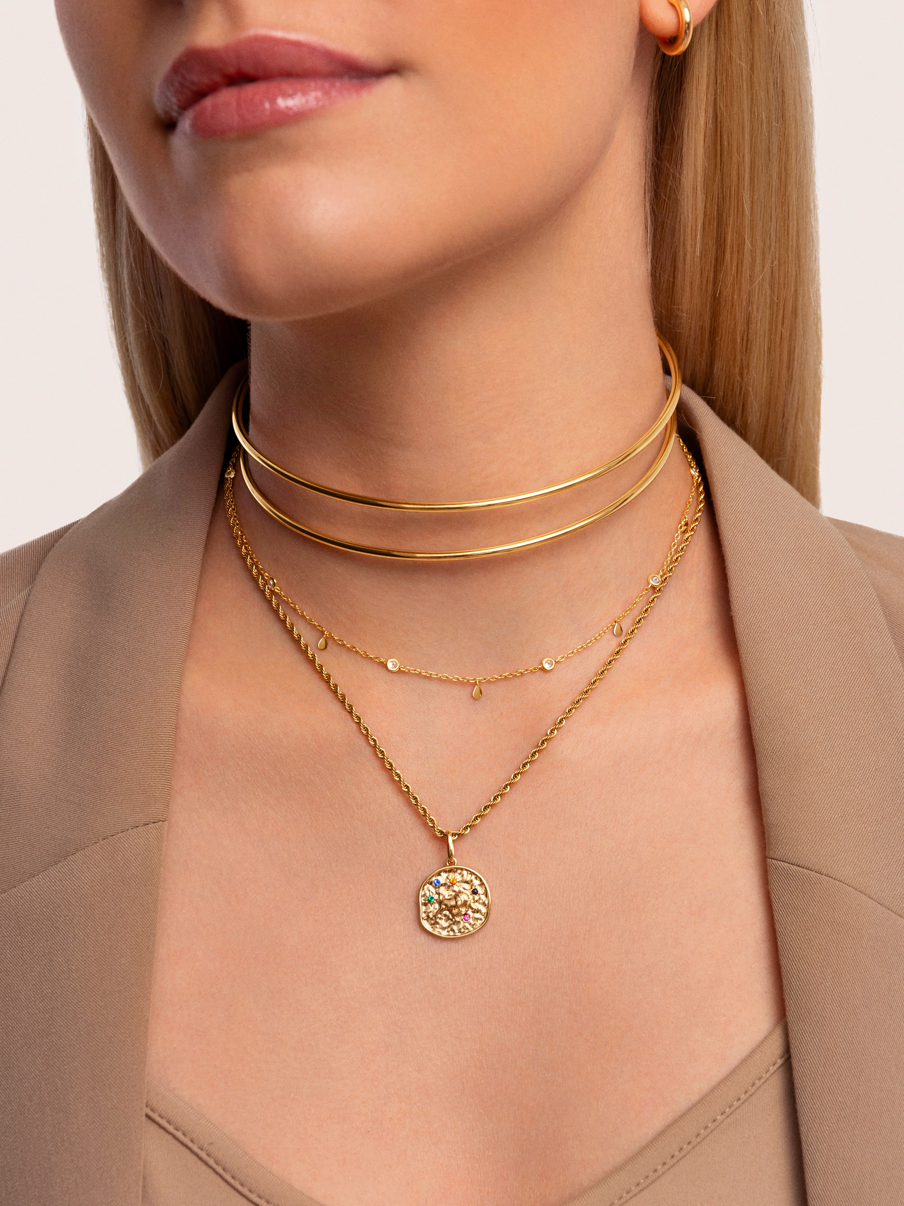 Choker Double Ring Baño Oro - Image 7