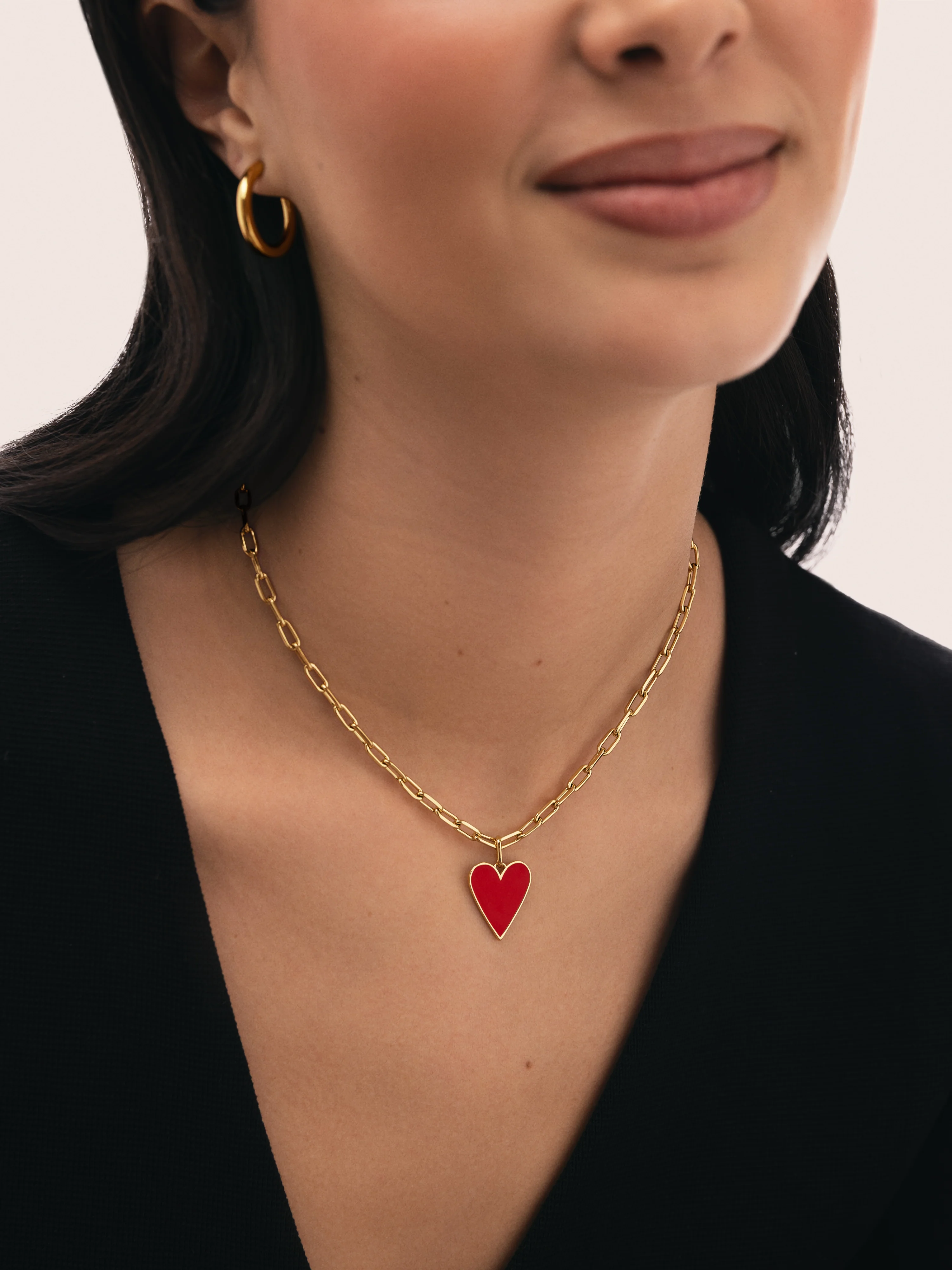 Collar Chic Lovely Heart Red Acero Baño Oro - Image 2