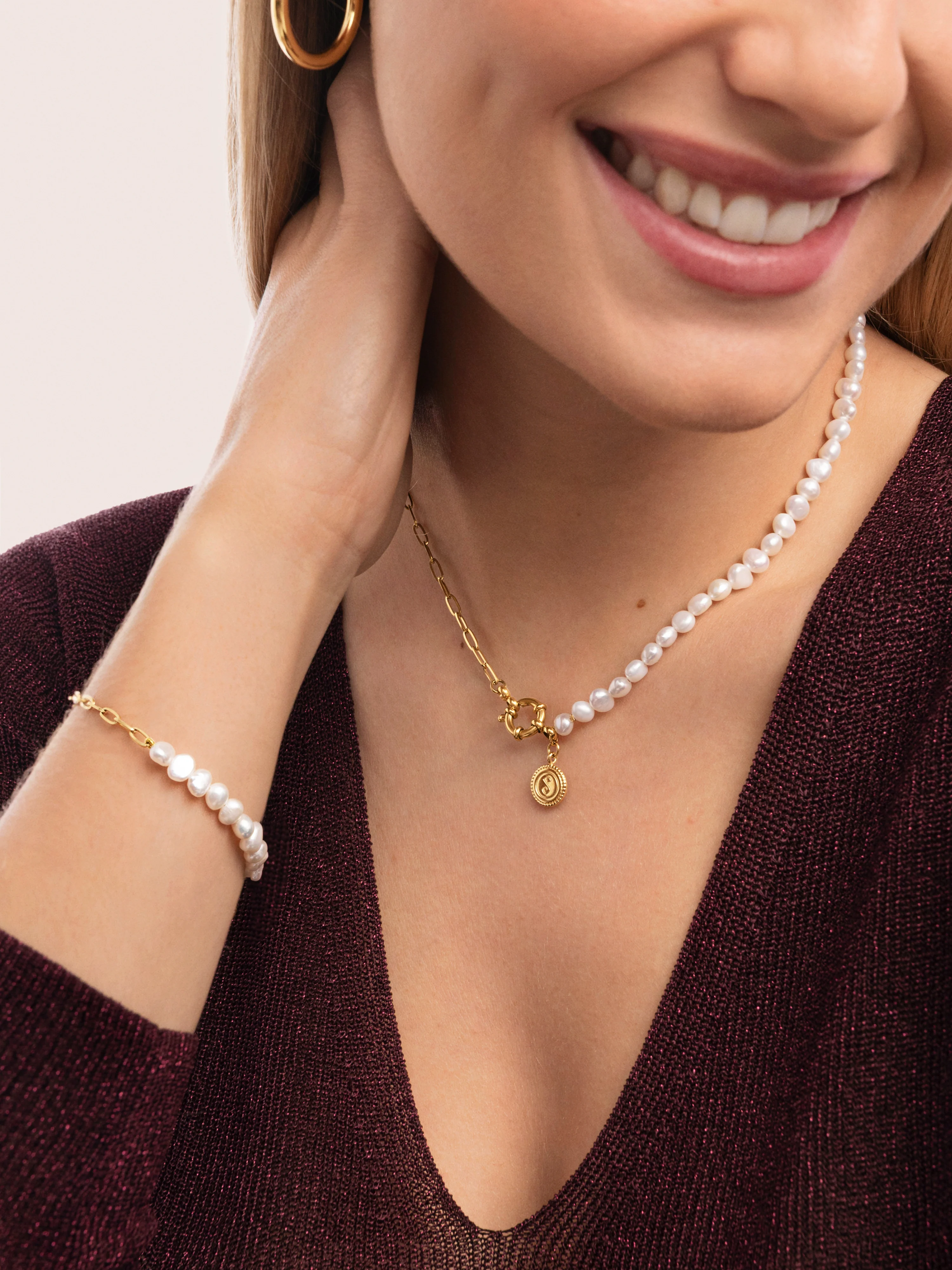 Collar Chic Pearl Acero Baño Oro - Image 6