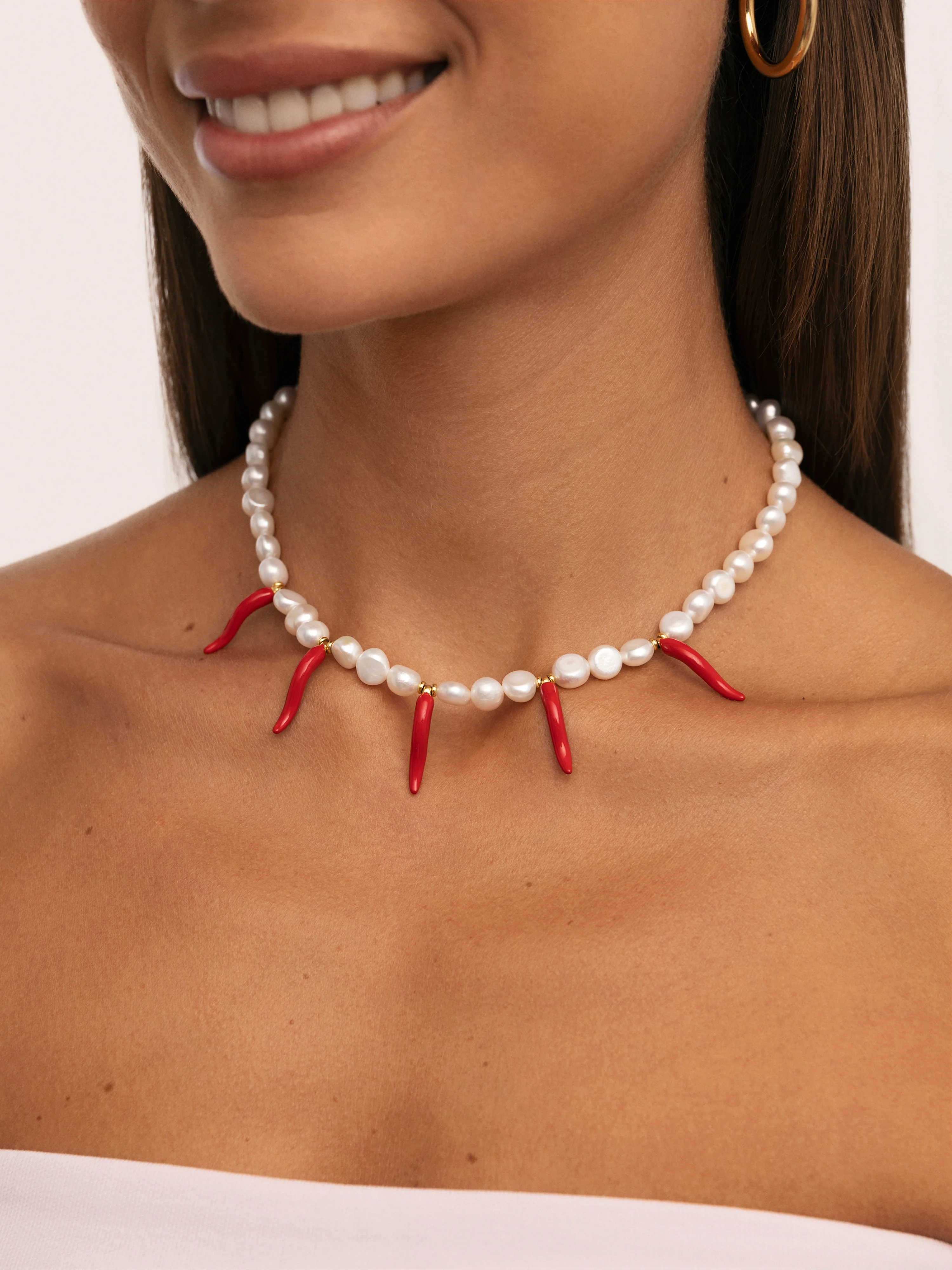 Collar Chili Pearl Acero Baño Oro - Image 2