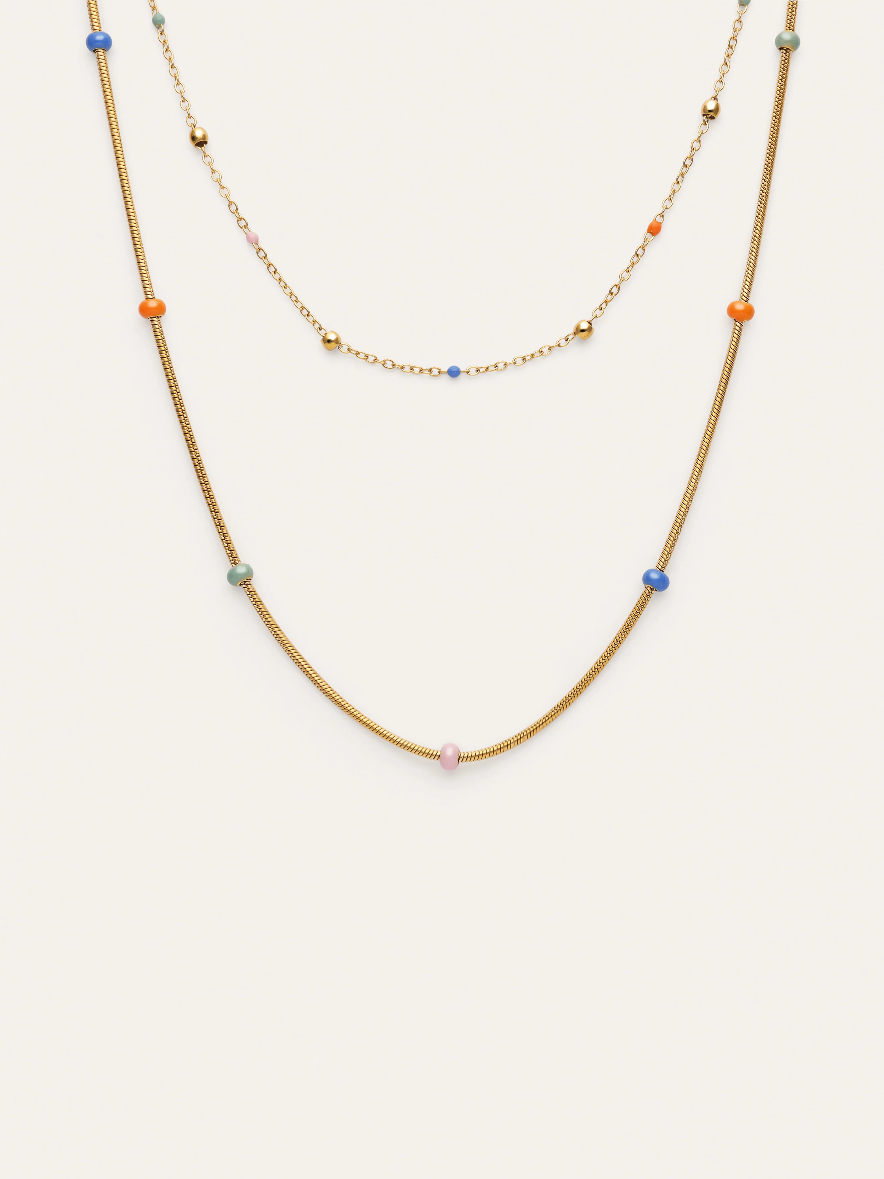 Collar Doble Carla Enamel Acero Baño Oro