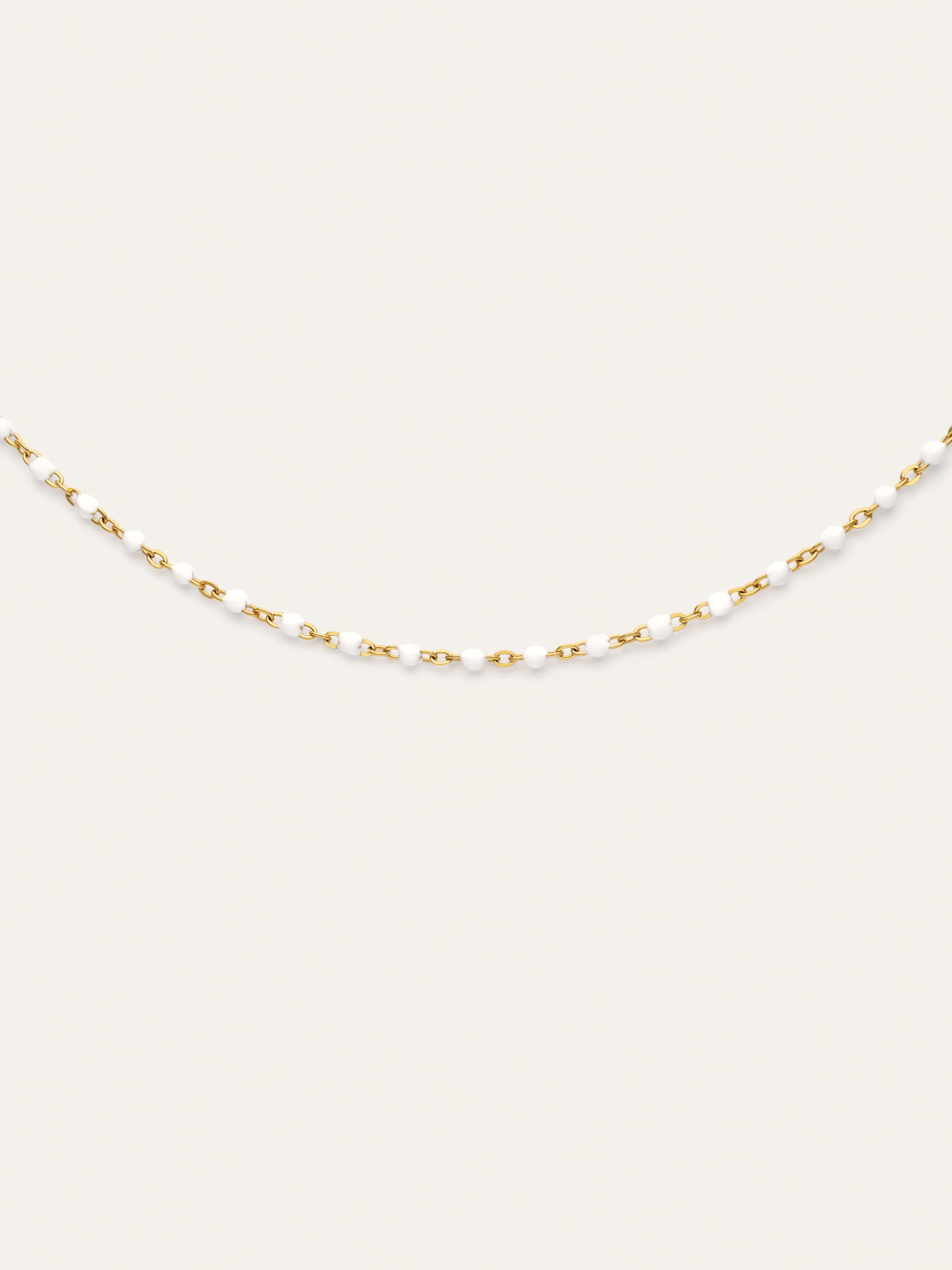 Collar Dots Enamel Blanco Acero Baño Oro