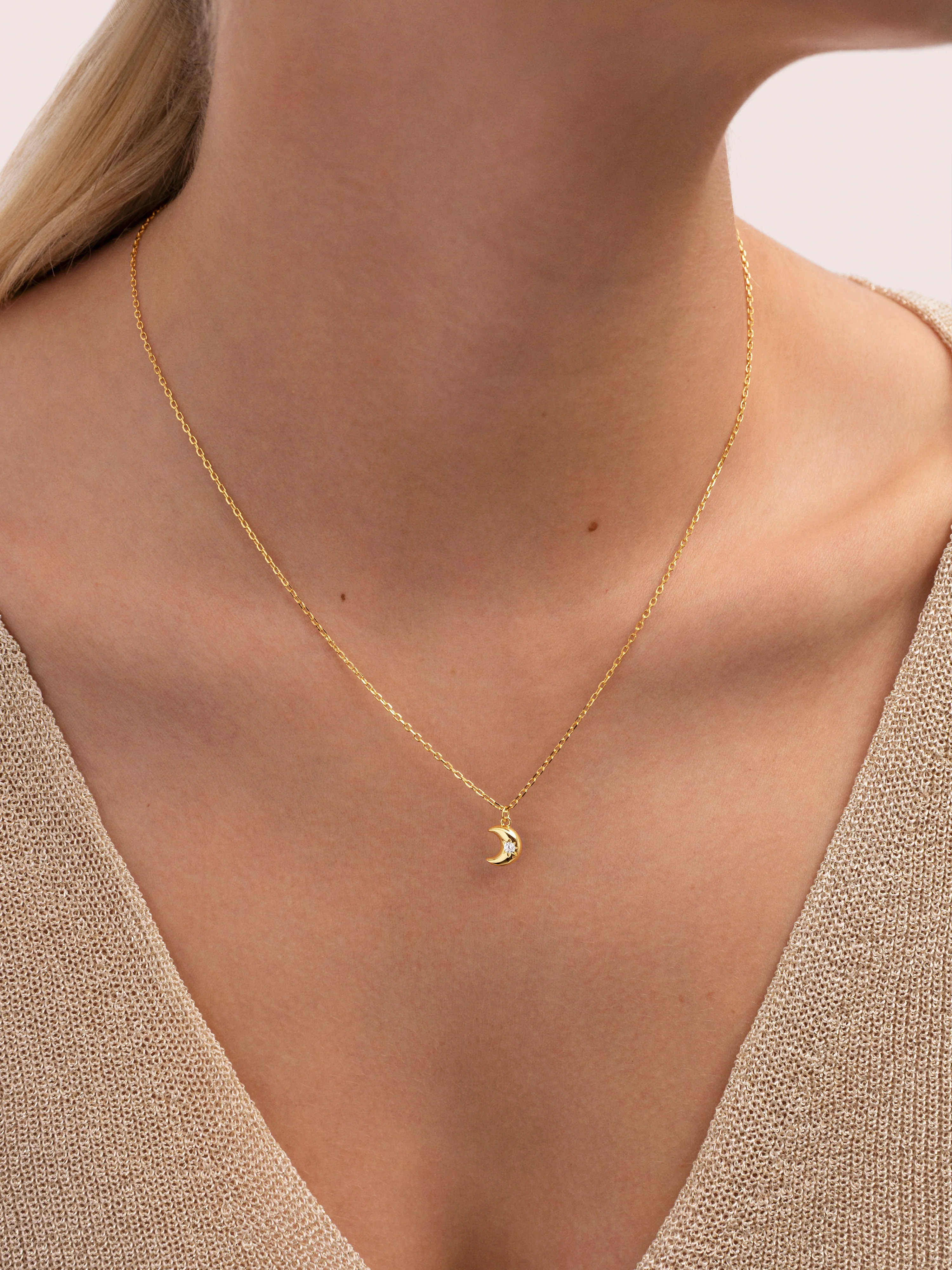 Collar Little Moon Spark Plata Baño Oro - Image 2