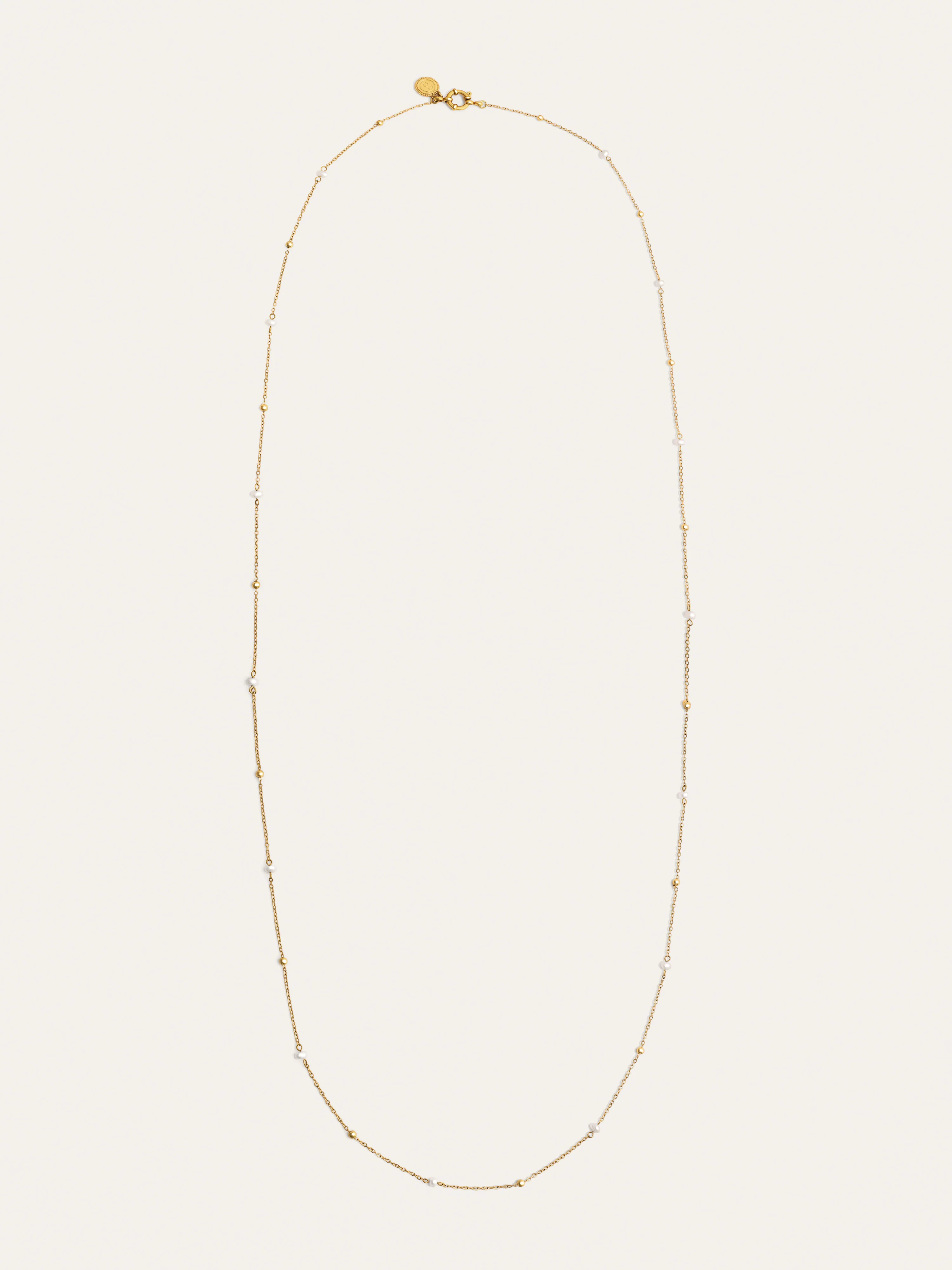 Collar Long Pearl Dots Acero Baño Oro - Image 5