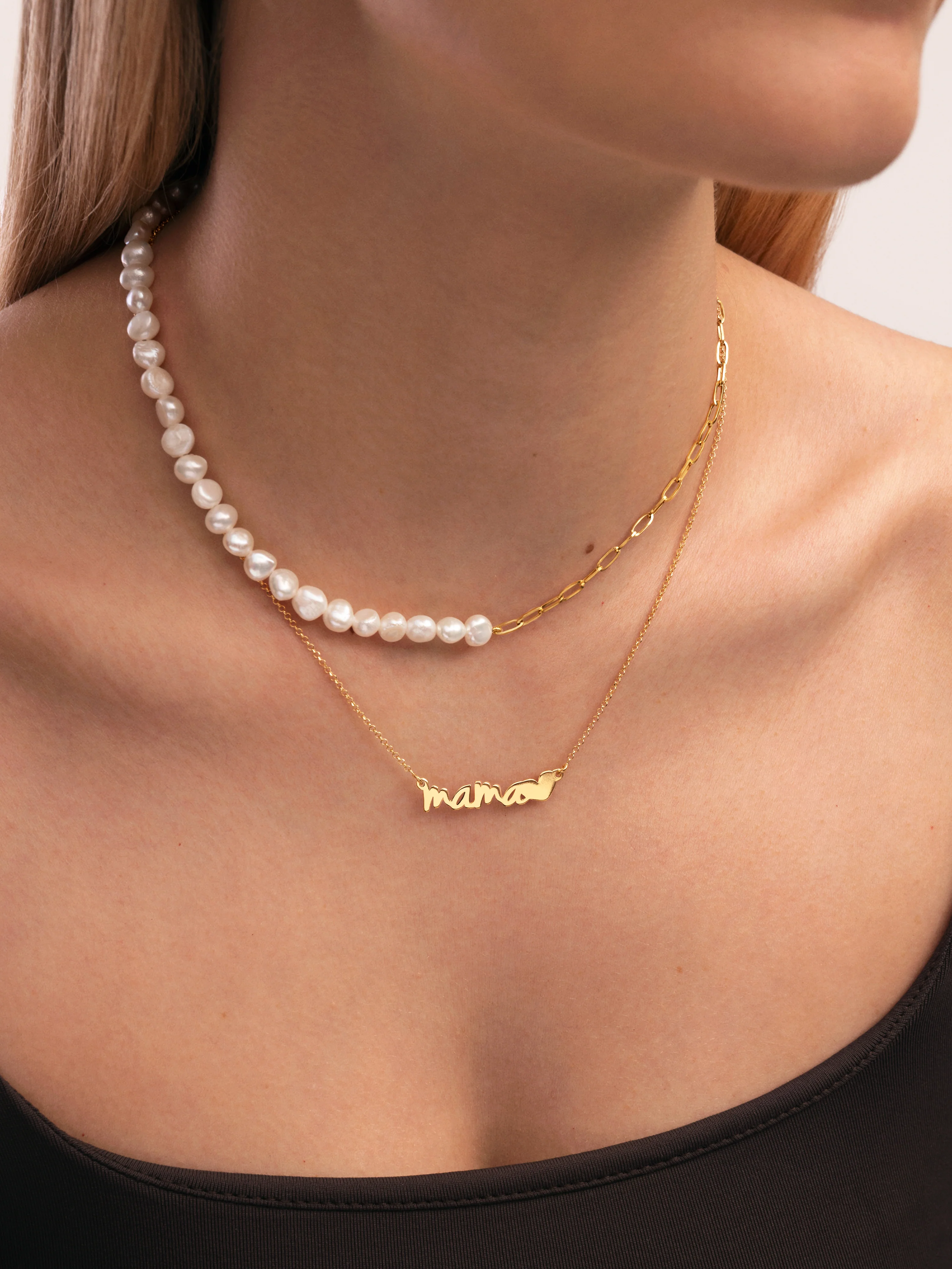 Collar Mamá Heart Plata Baño Oro - Image 4