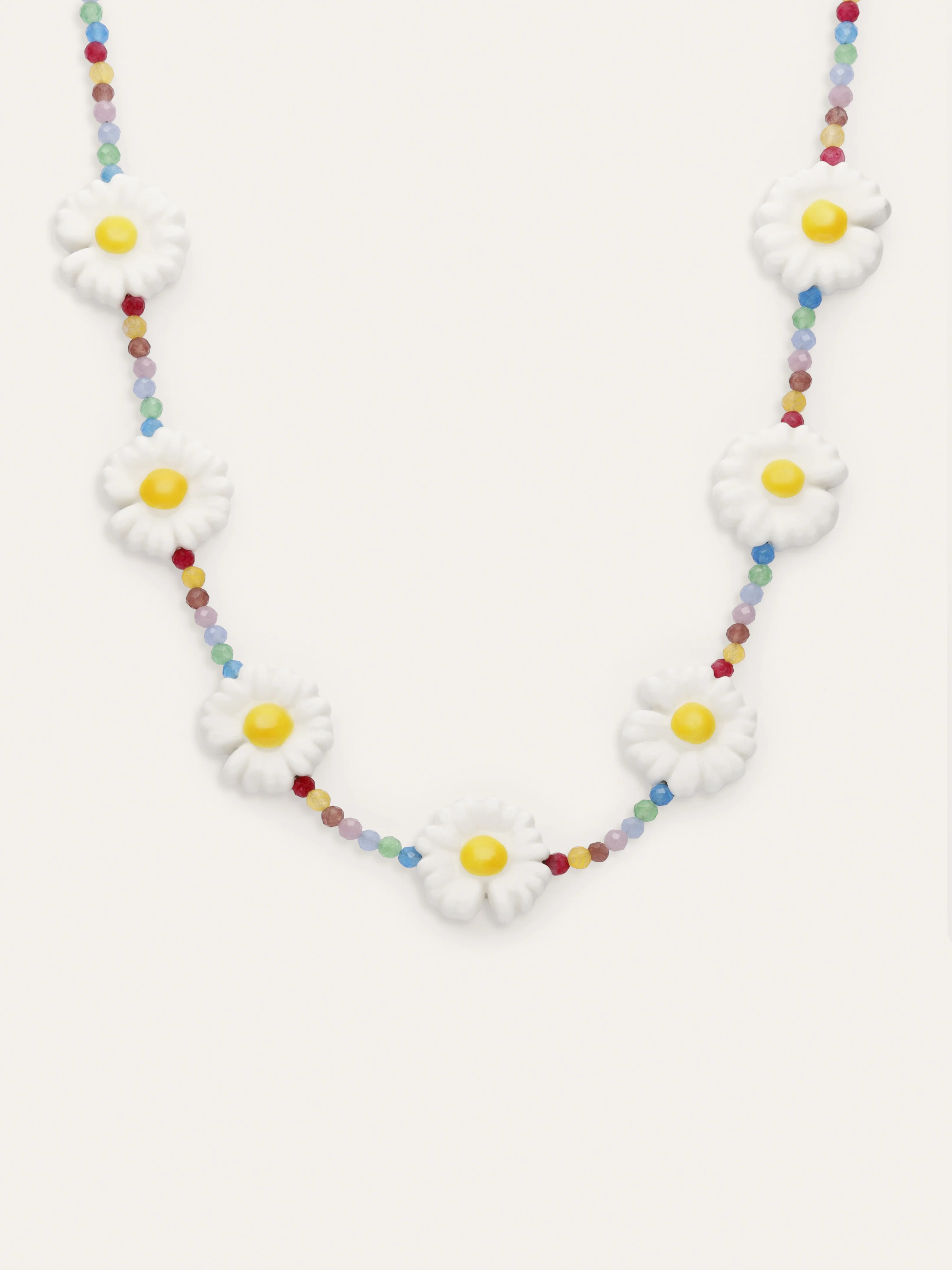 Collar Long Margarita Acero Baño Oro