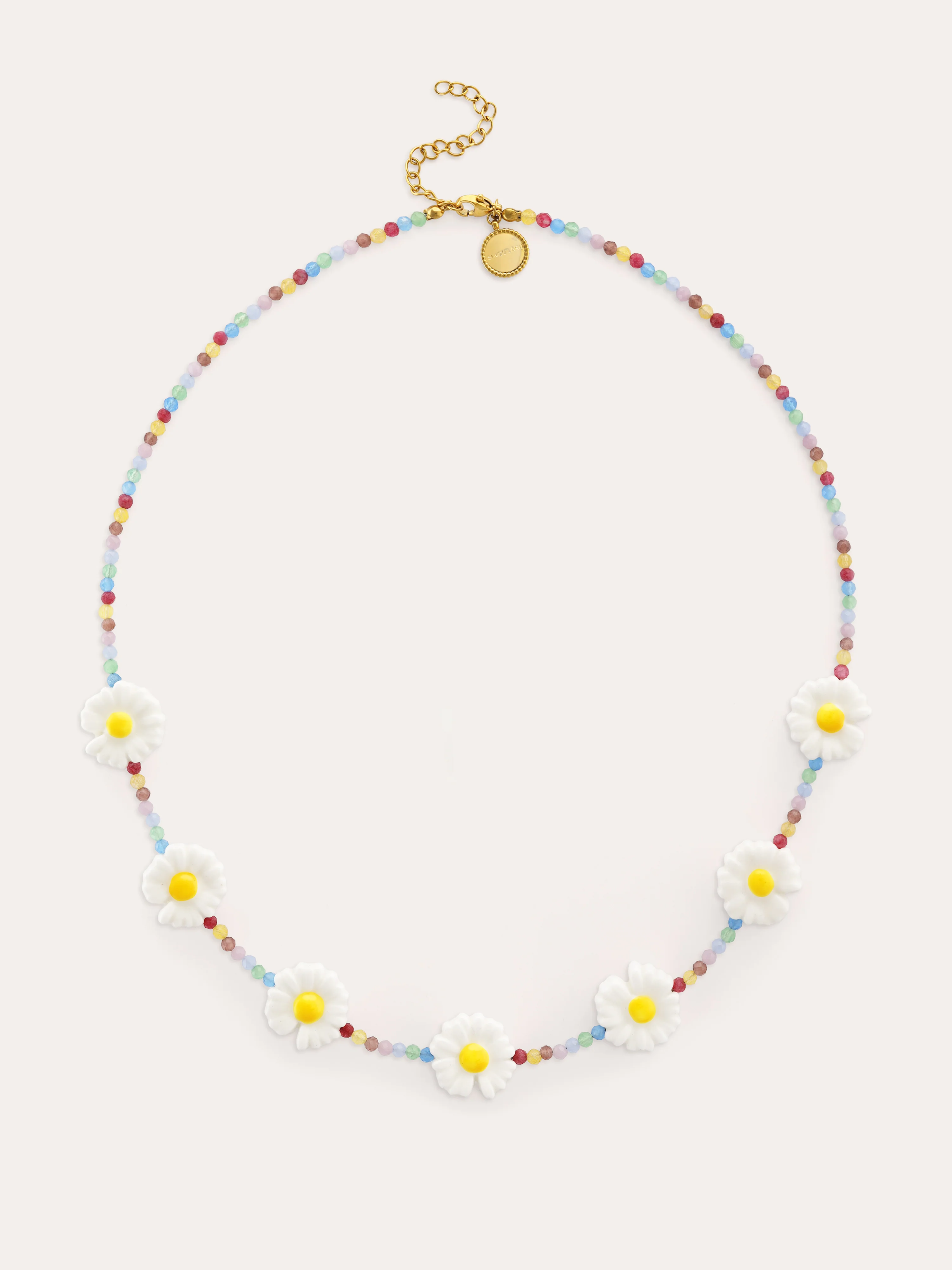 Collar Long Margarita Acero Baño Oro - Image 5