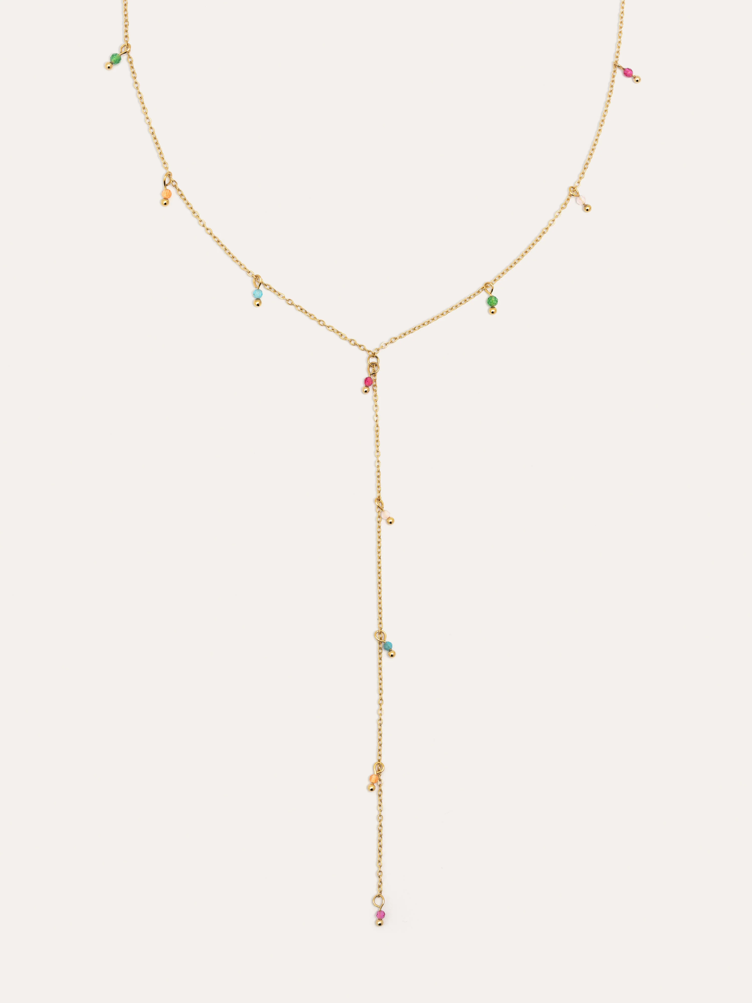 Collar Y Mini Stone Colors Acero Baño Oro