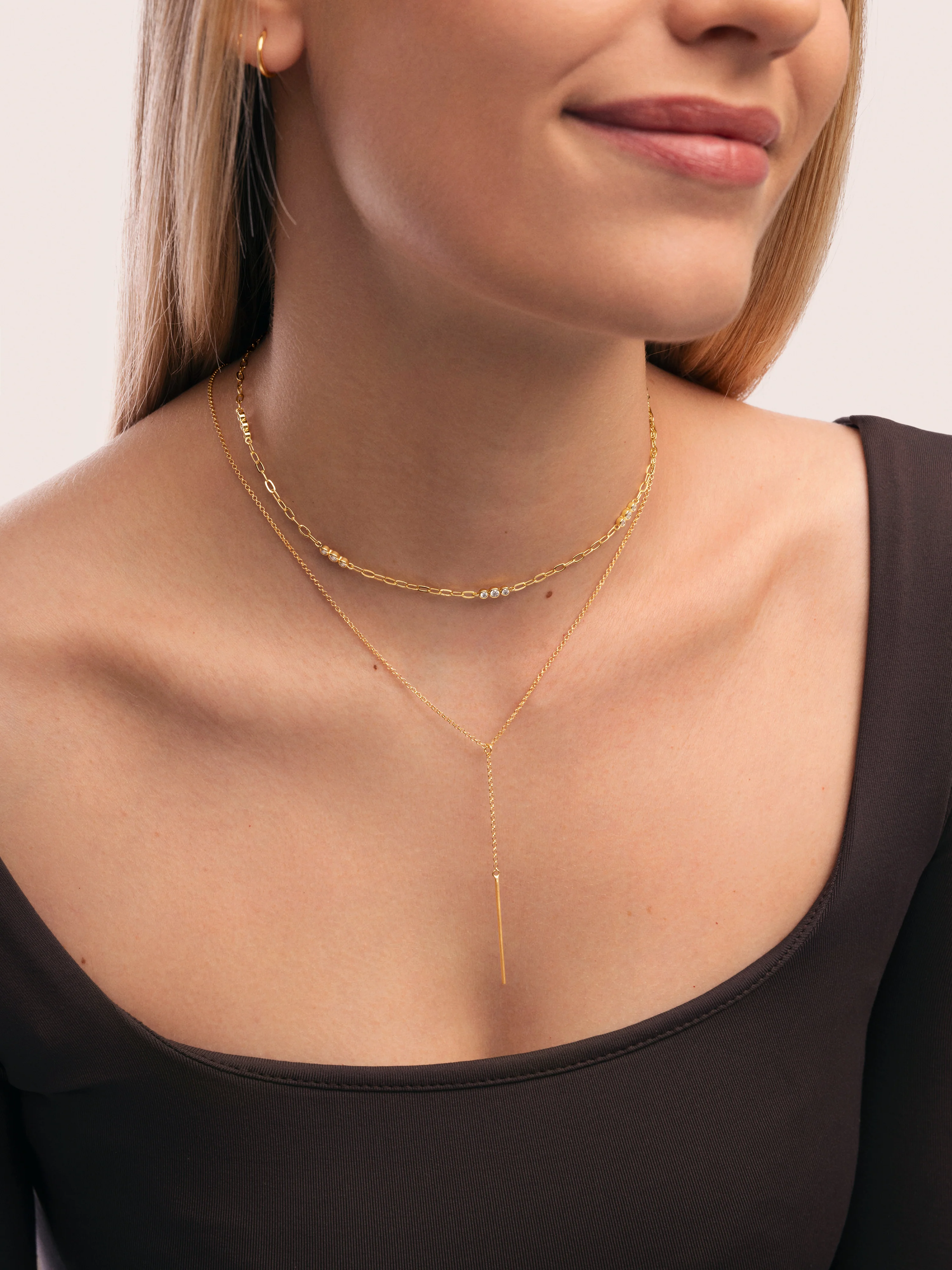 Collar Y Stick Plata Baño Oro - Image 6