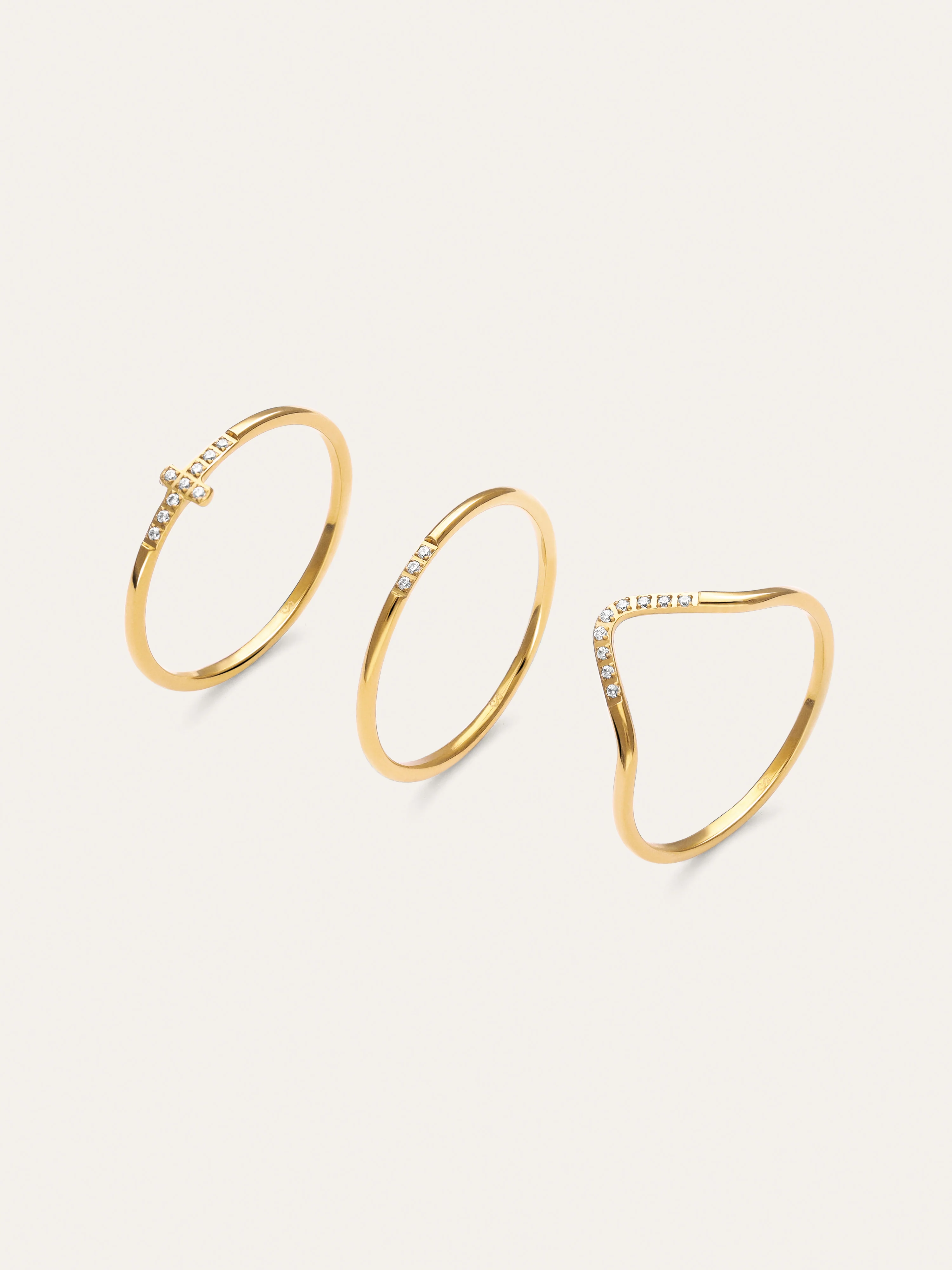 Pack 3 Anillos Sparks Acero Baño Oro