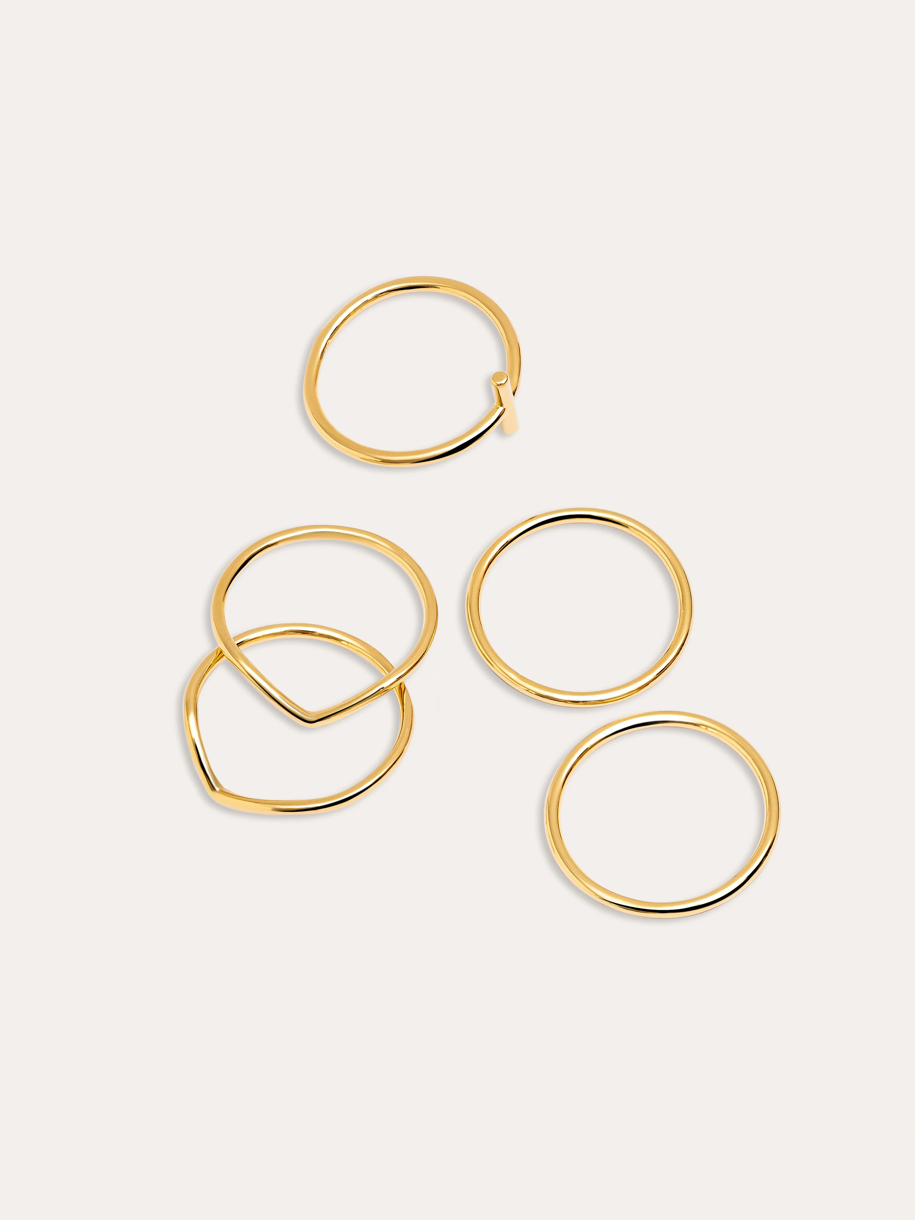 Pack 5 Anillos Nefertiti Acero Baño Oro - Image 3