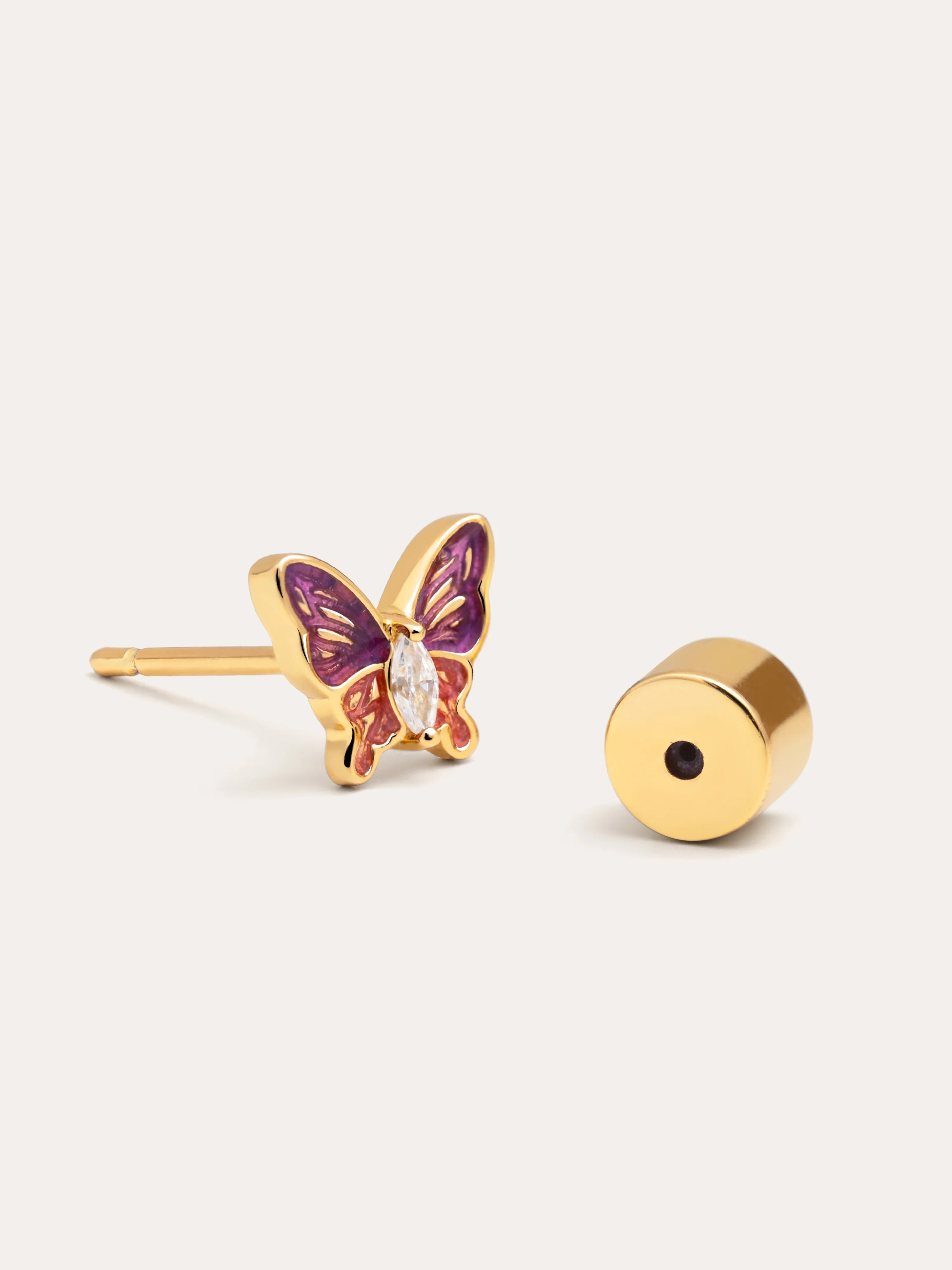 Pendiente Suelto Butterfly Rose Baño Oro - Image 3
