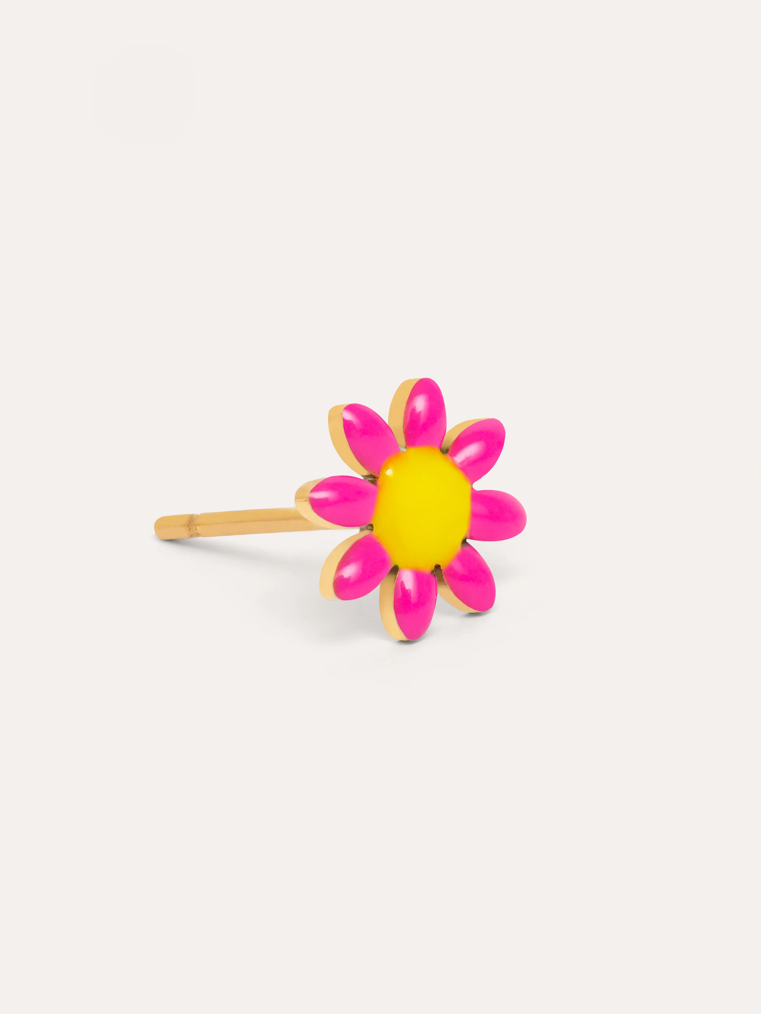 Pendiente Suelto Pink Daisy May Acero Baño Oro - Image 4