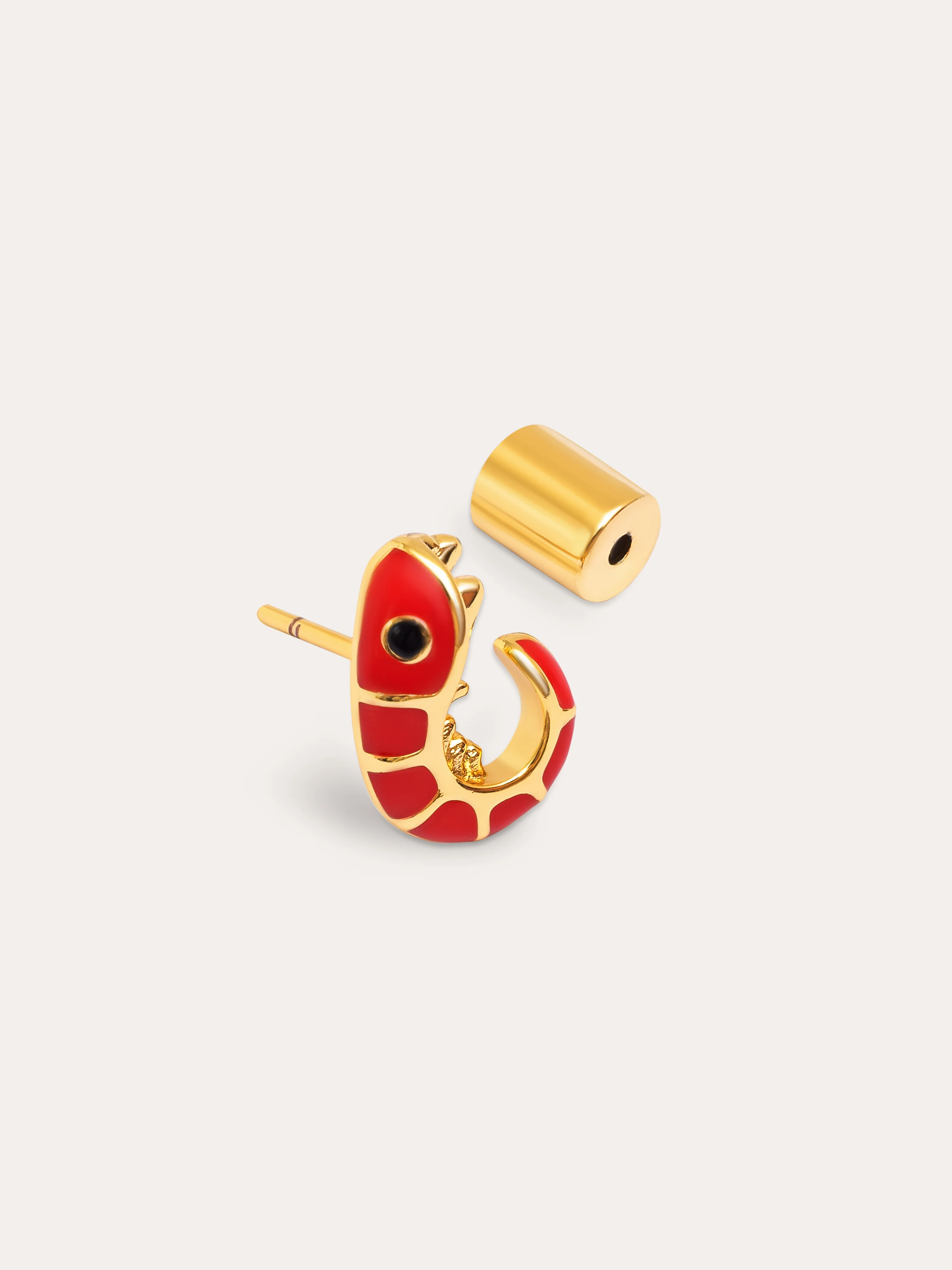 Pendiente Suelto Prawn Enamel Baño Oro - Image 3