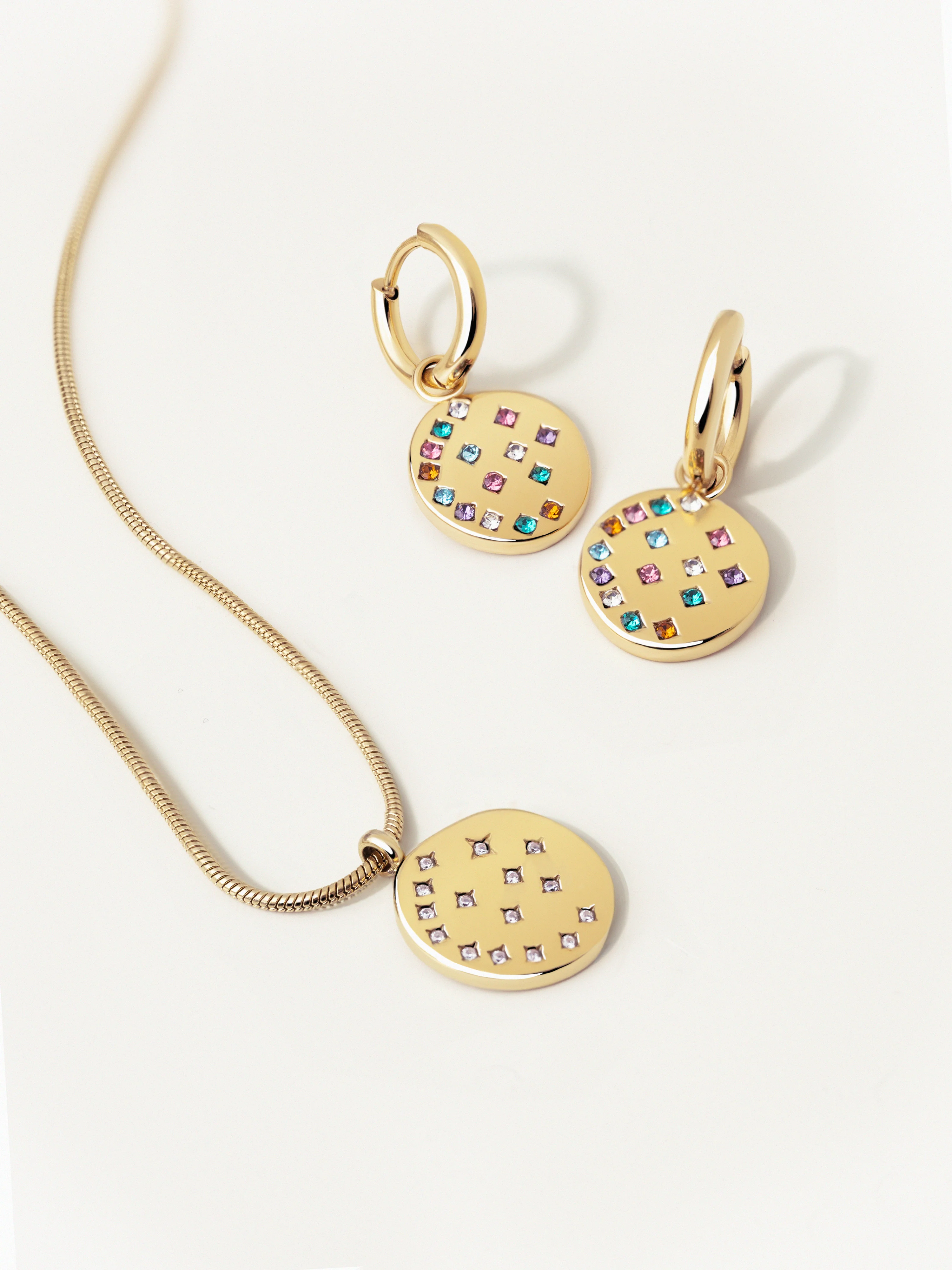 Pendientes Aro Bling Rainbow Acero Baño Oro - Image 3