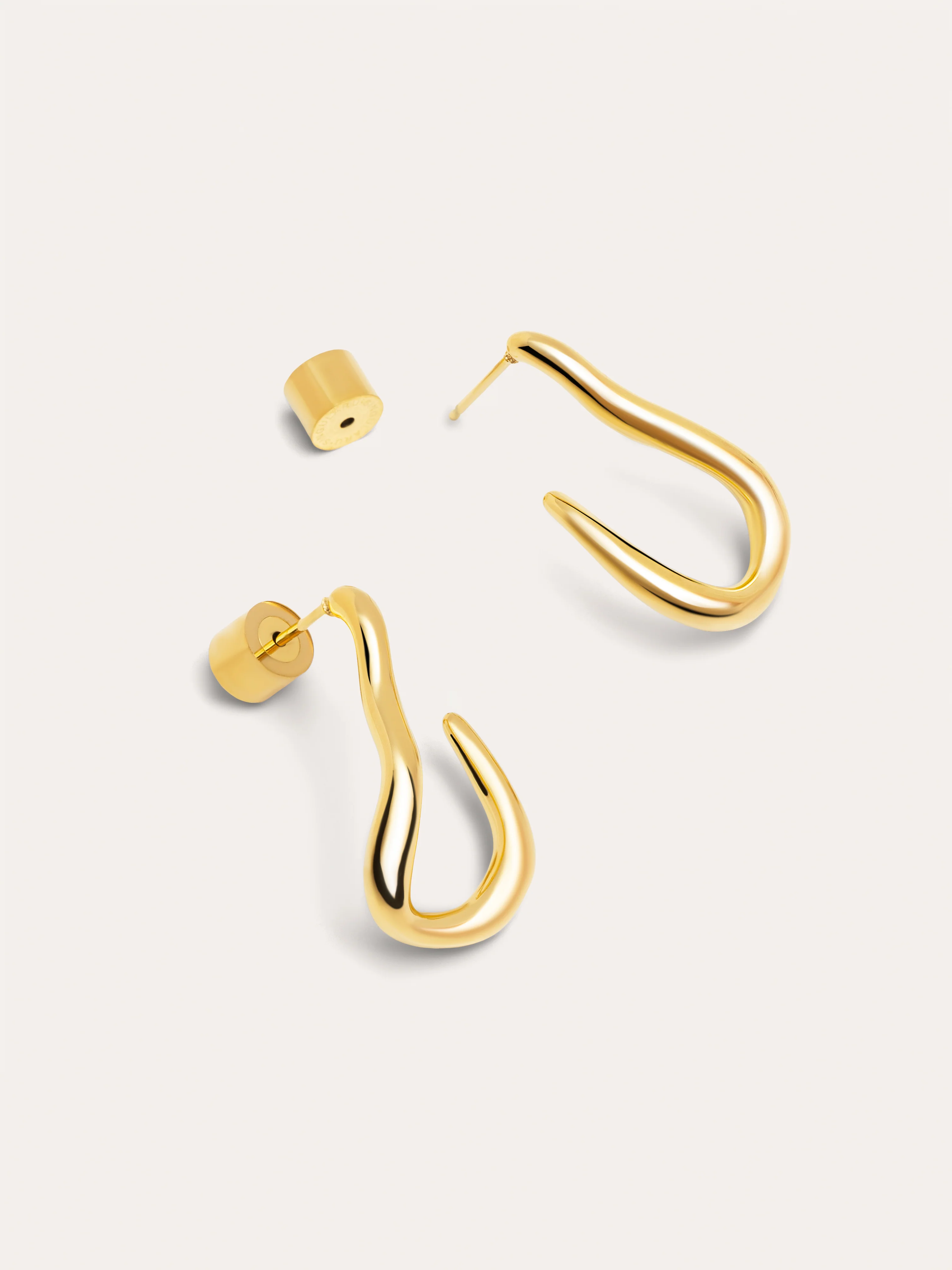 Pendientes Aro Organic Hook Acero Baño Oro - Image 3