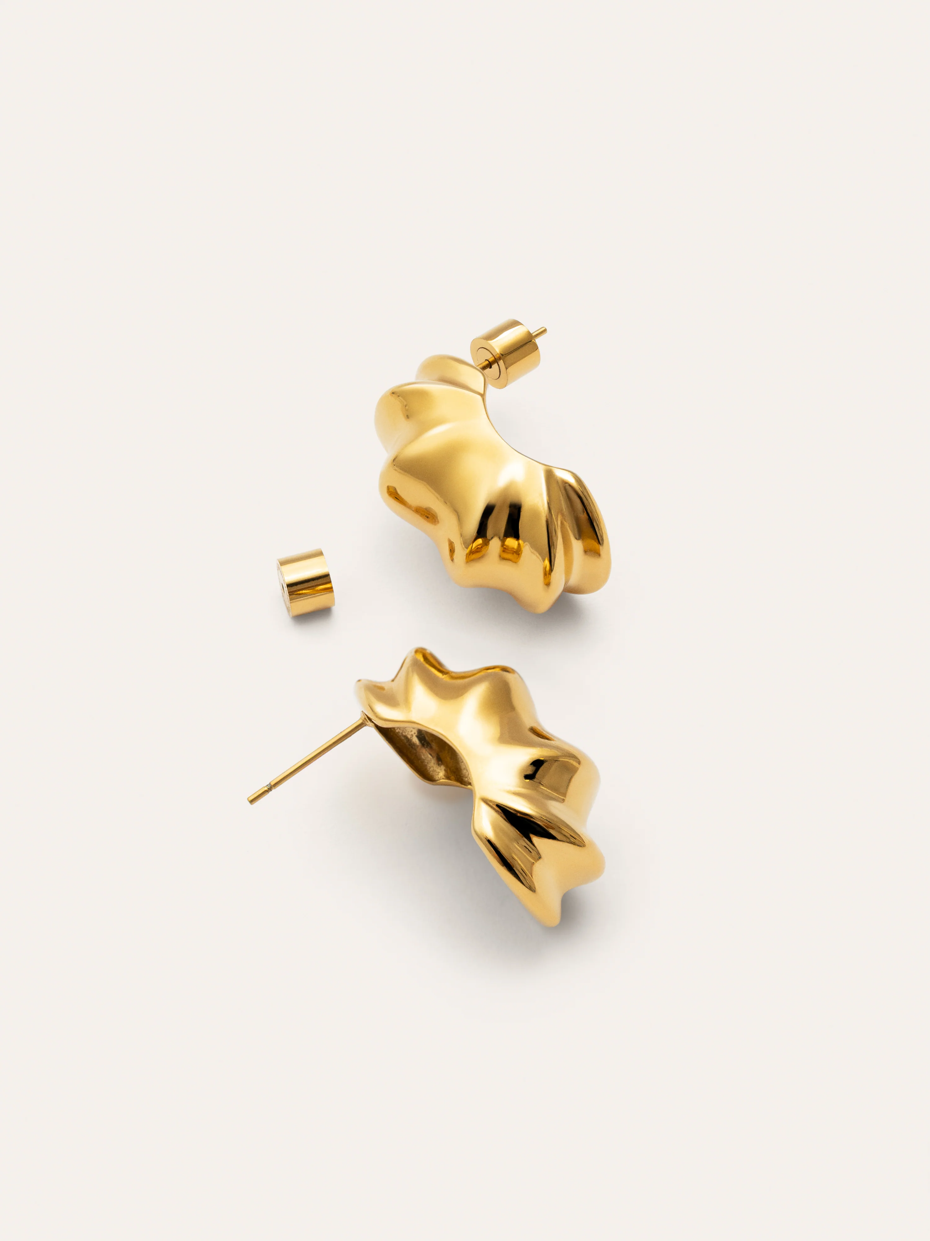 Pendientes Aro Puff Acero Baño Oro - Image 3
