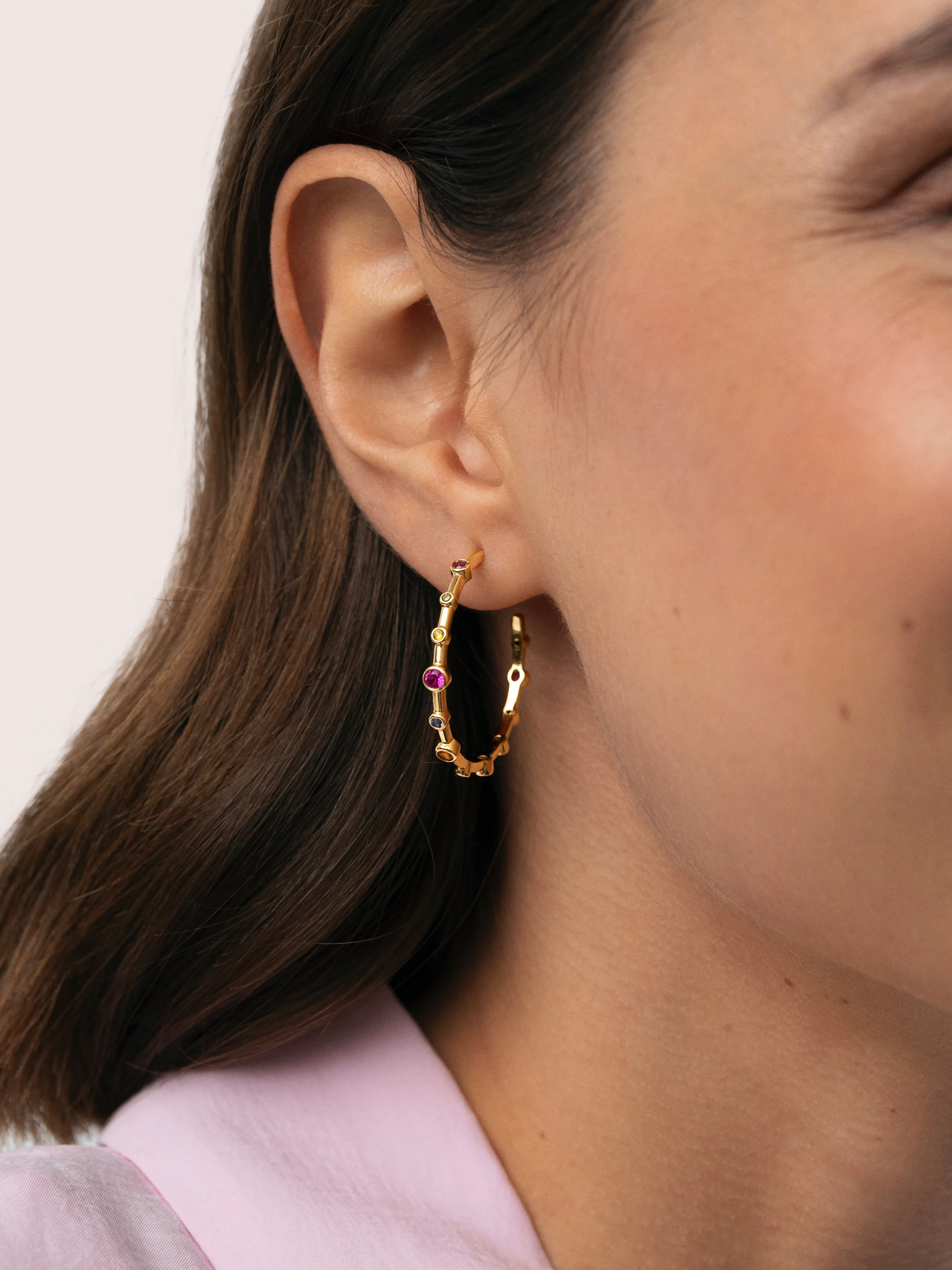 Pendientes Aro Rainbow Bubbles L Baño Oro - Image 2