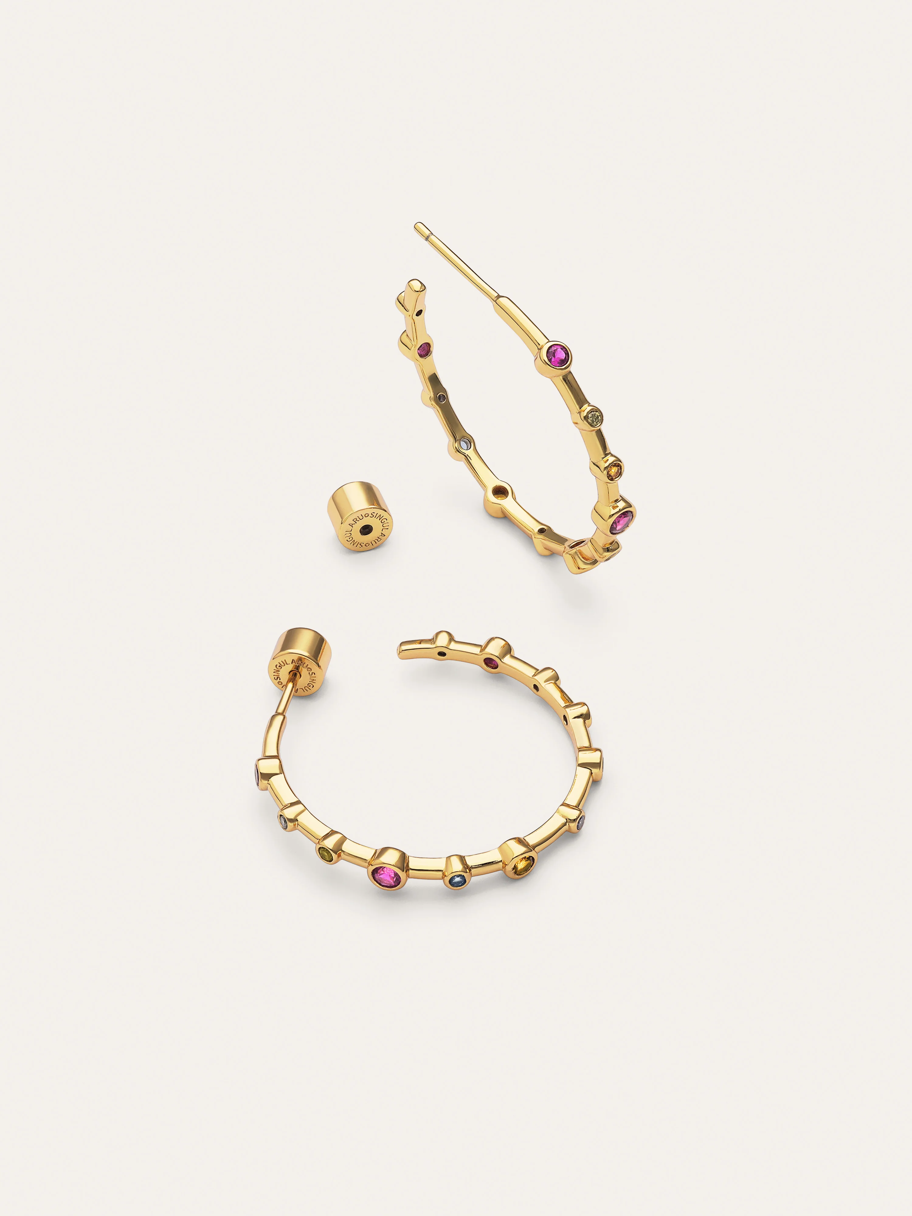 Pendientes Aro Rainbow Bubbles L Baño Oro - Image 3