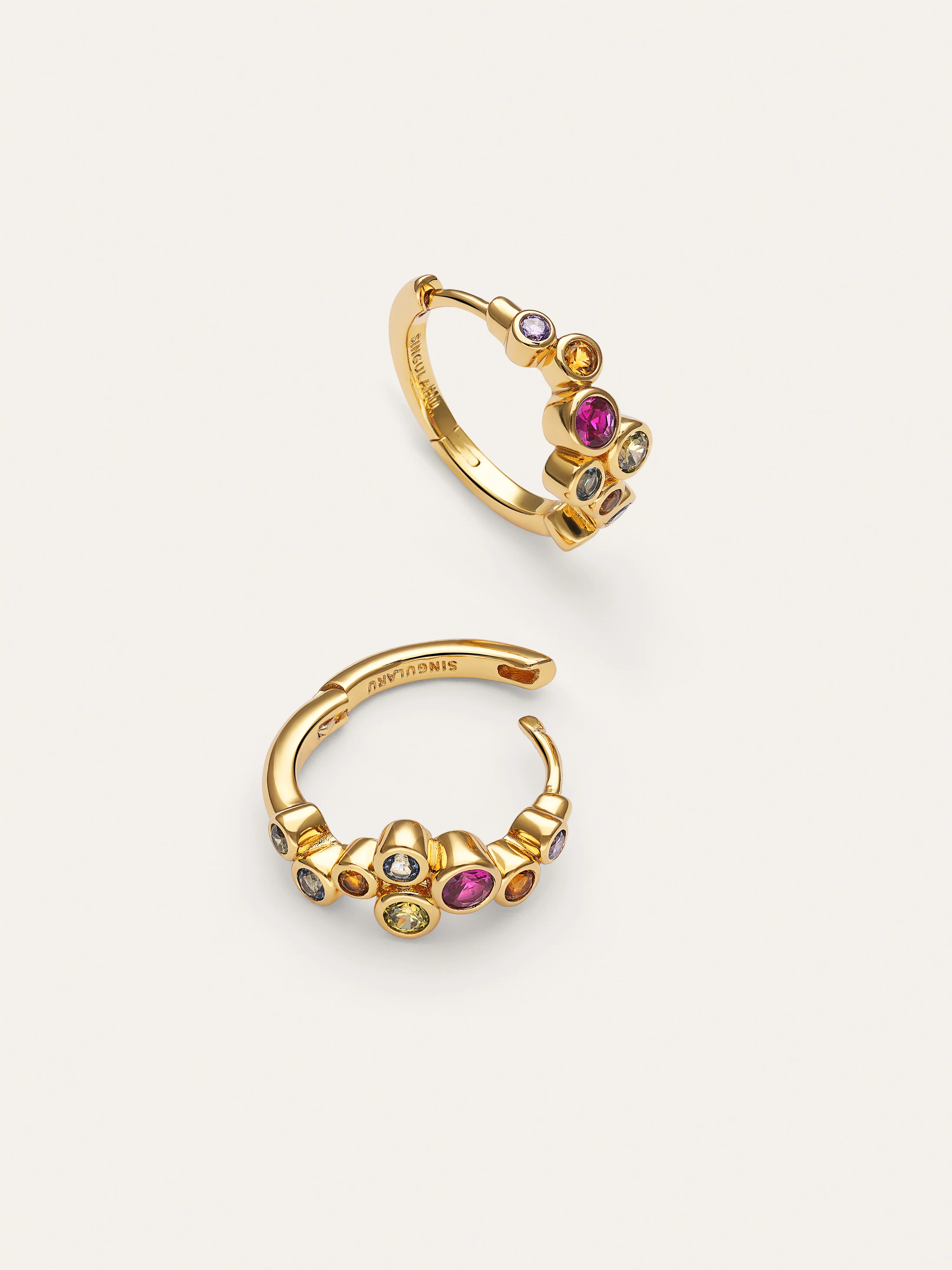 Pendientes Aro Rainbow Bubbles S Baño Oro - Image 3
