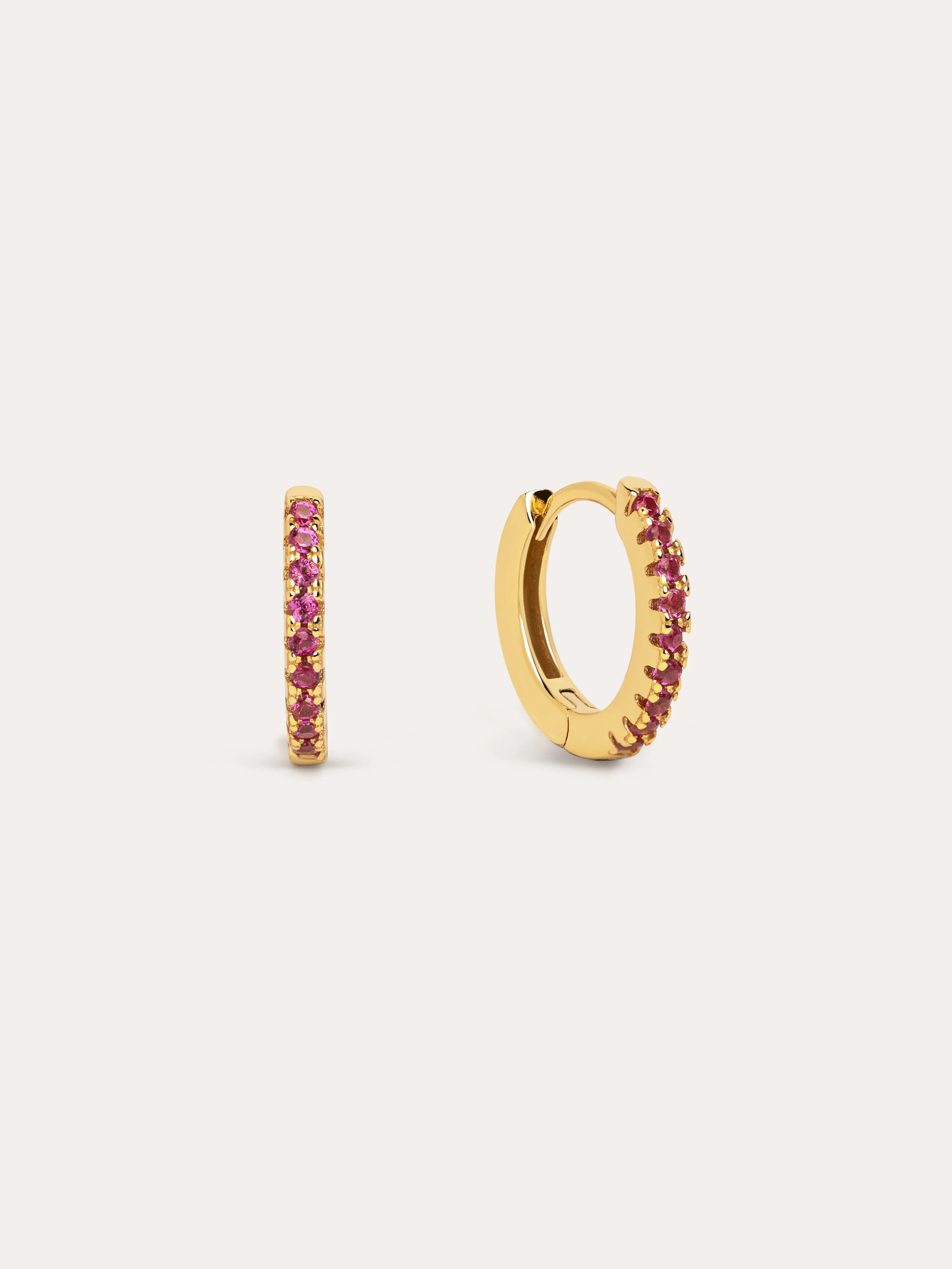 Pendientes Aro Raspberry Plata Baño Oro