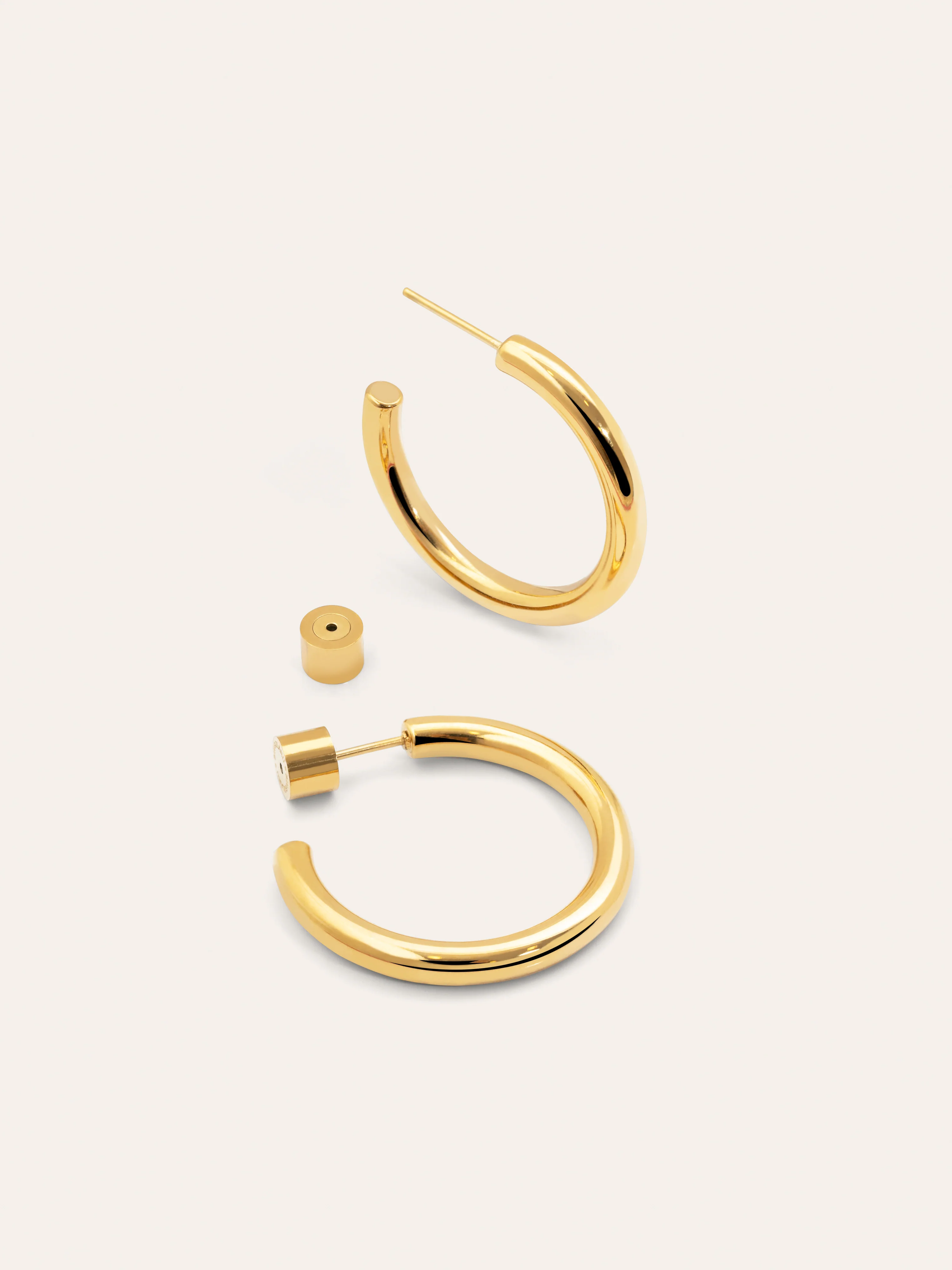 Pendientes Aro Tube Acero Baño Oro - Image 3