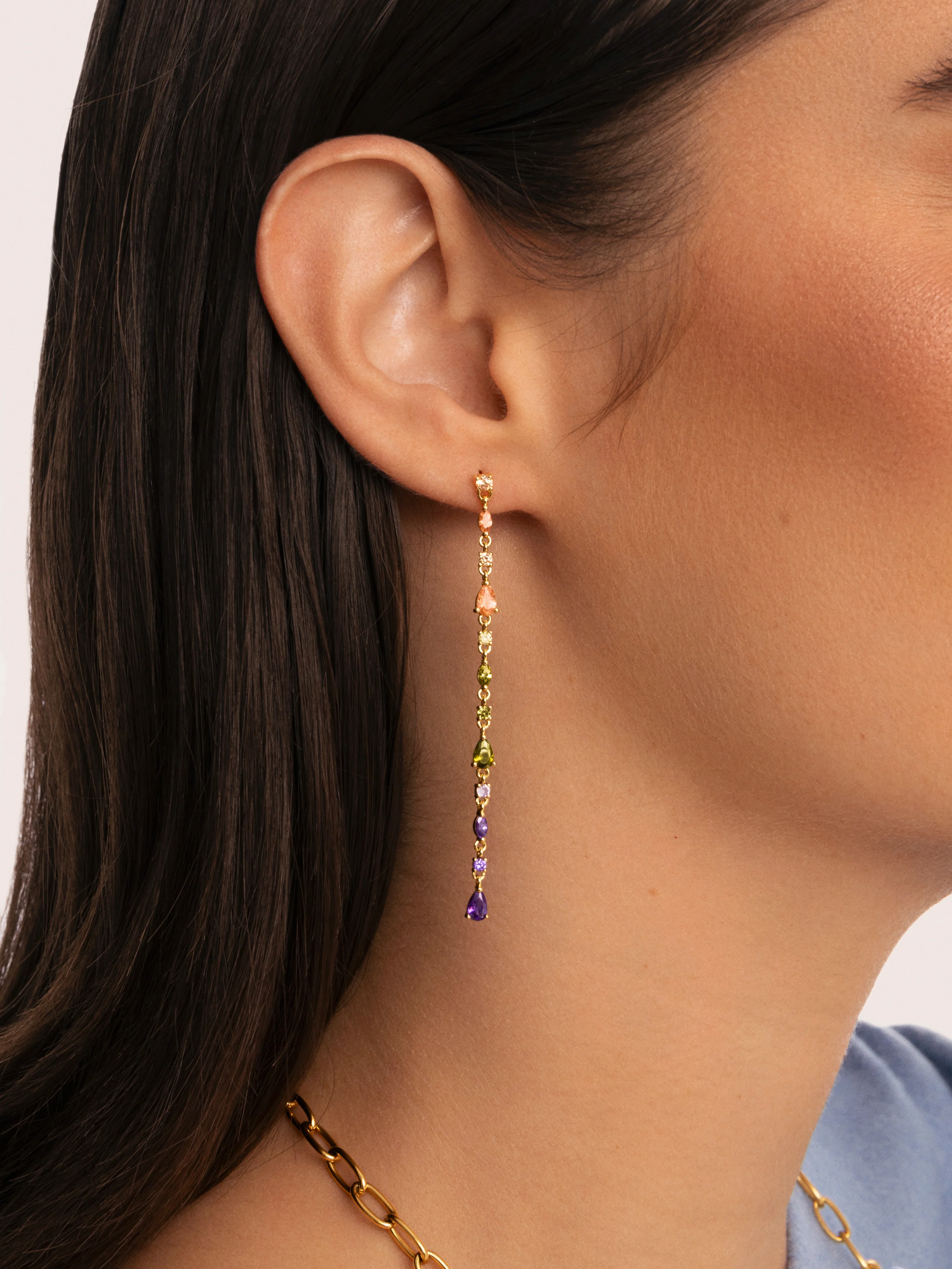 Pendientes Cascade Glam Baño Oro - Image 2