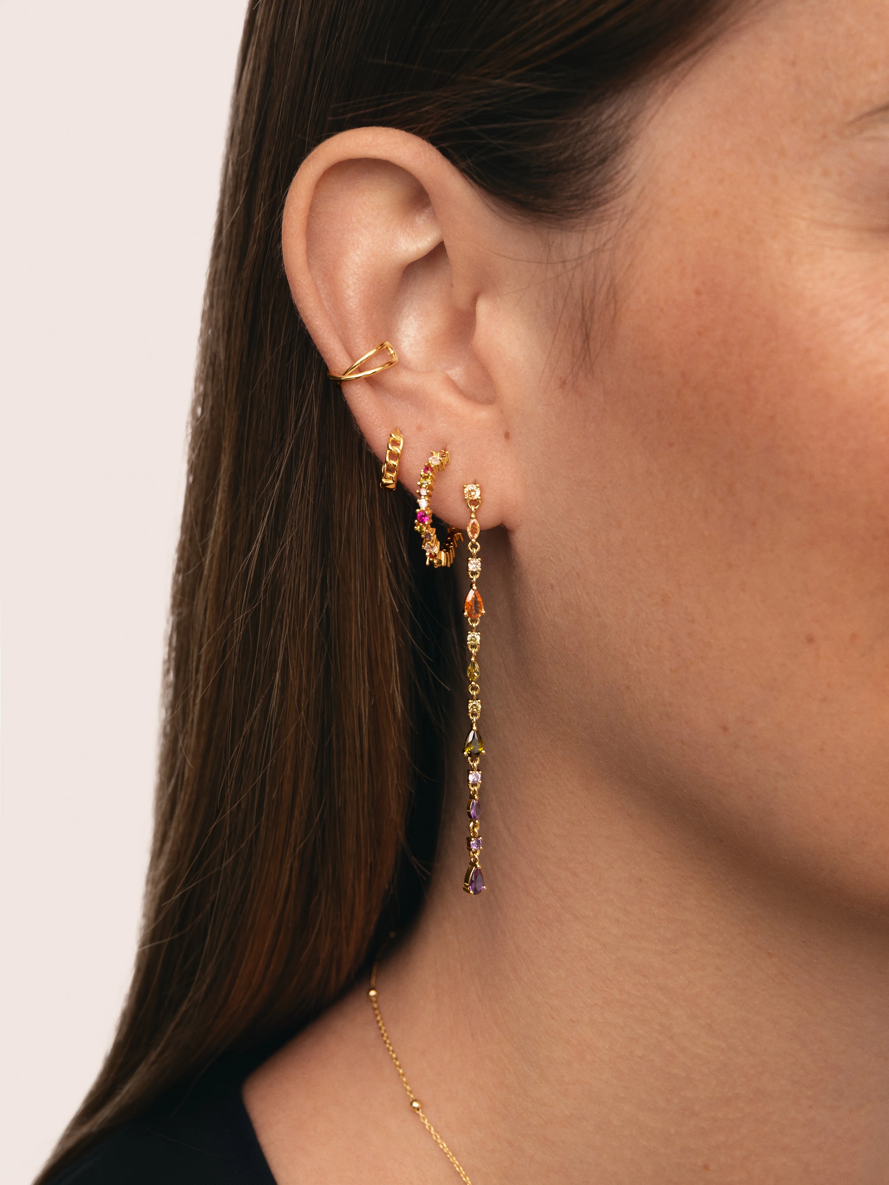 Pendientes Cascade Glam Baño Oro - Image 4