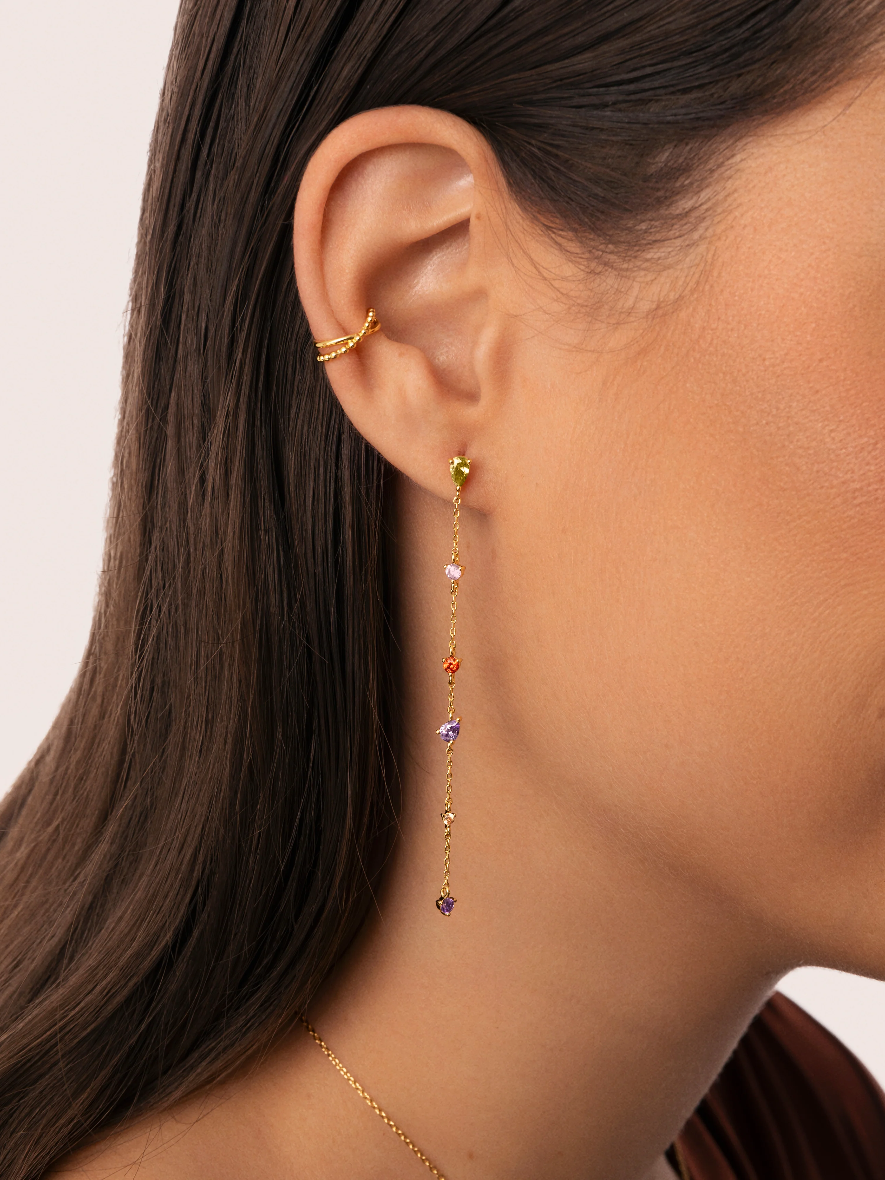 Pendientes Drop Glam Baño Oro - Image 2
