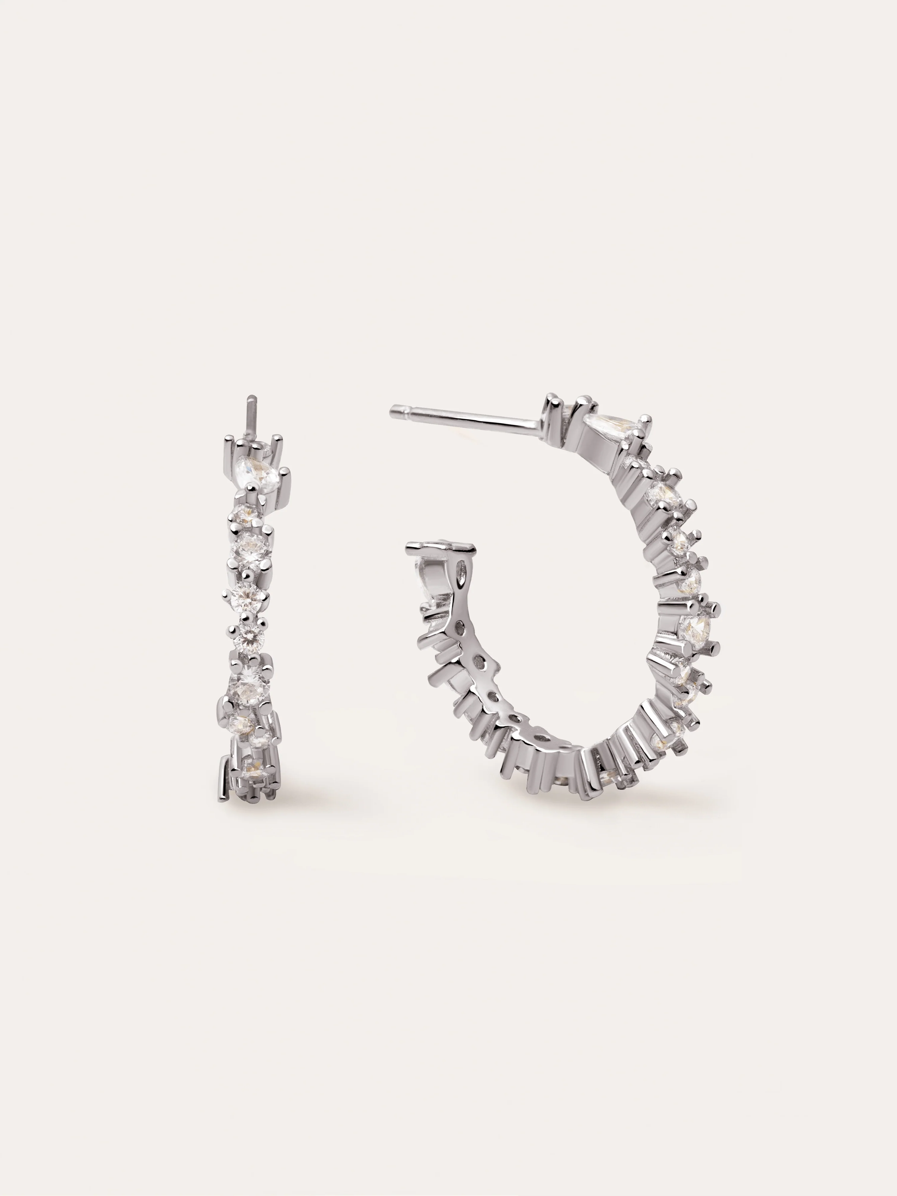 Pendientes Aro Estellar White Plata